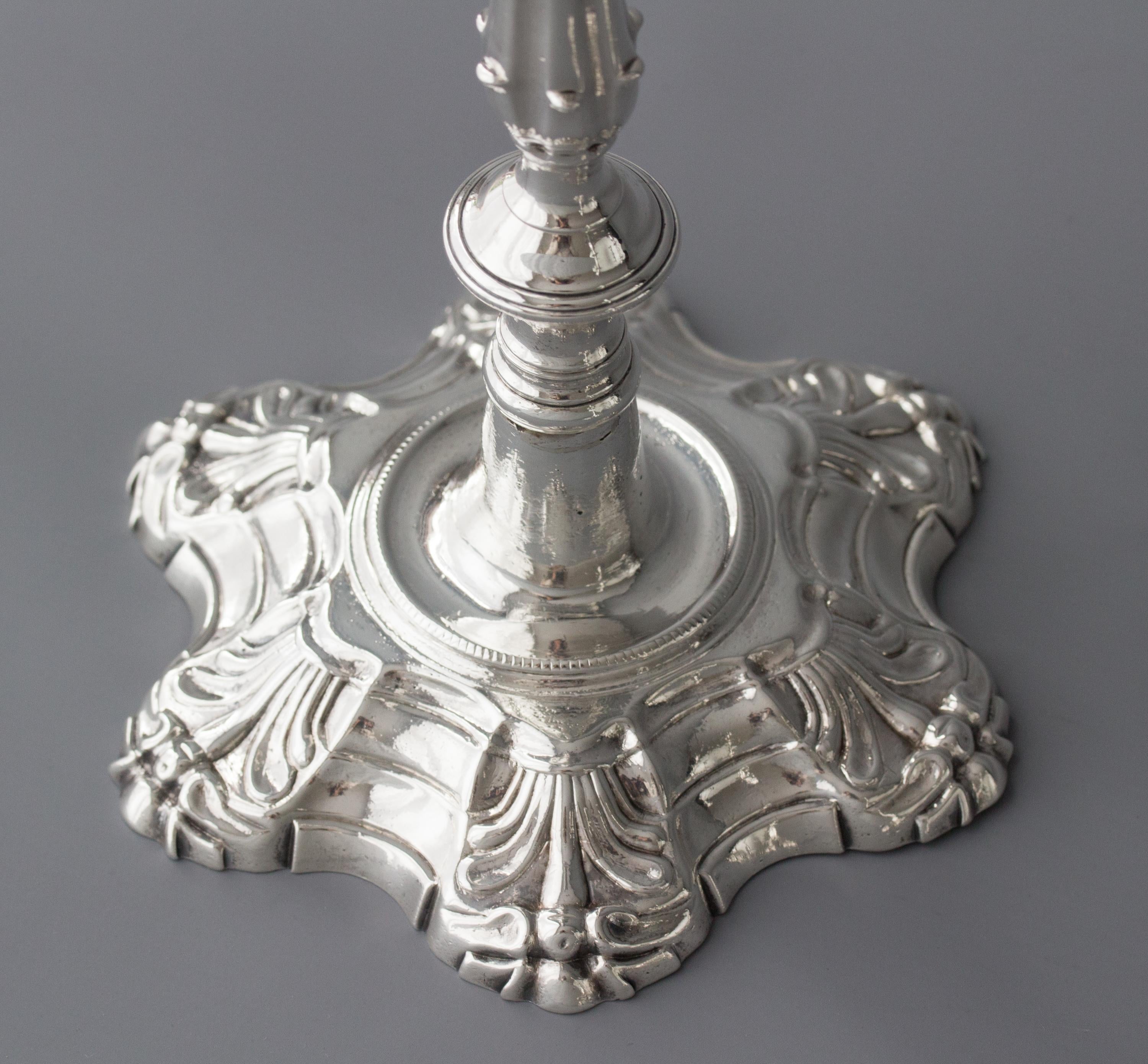 Set of Four Cast Silver Table Candlesticks, London, 1762 7