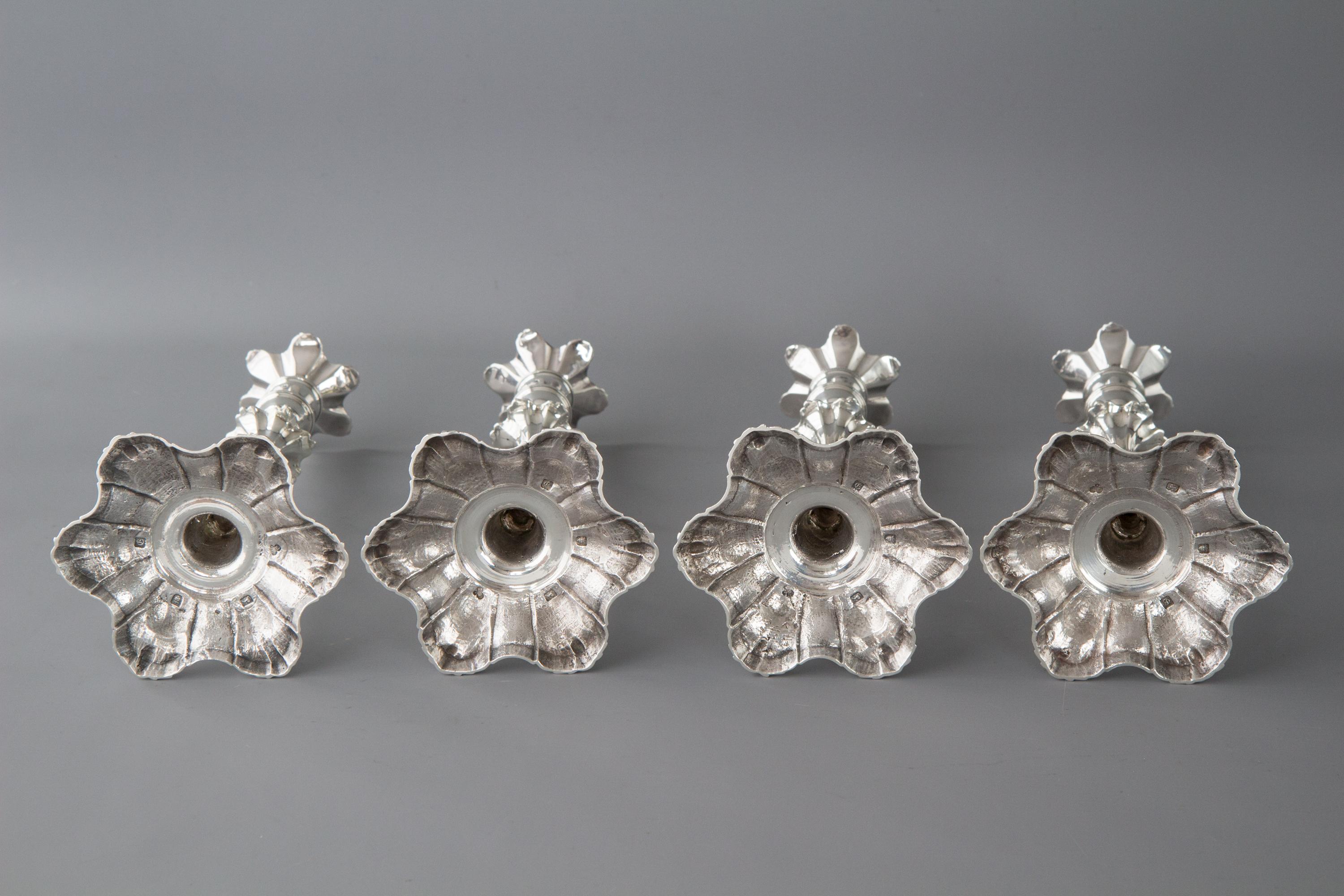 Set of Four Cast Silver Table Candlesticks, London, 1762 13