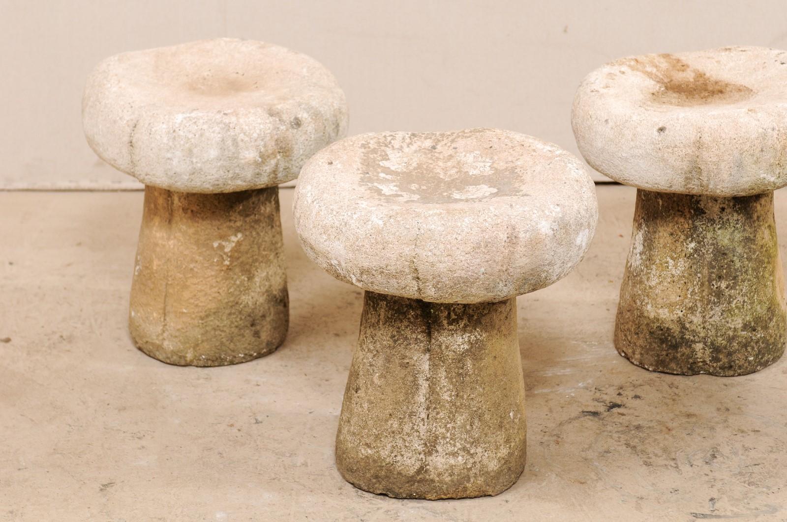 Set of Four Cast Stone French Mushroom Garden Stools 2