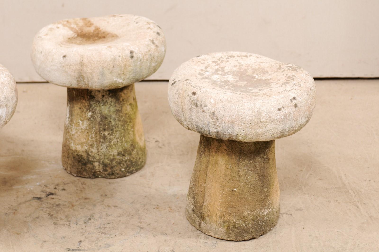 Set of Four Cast Stone French Mushroom Garden Stools 3