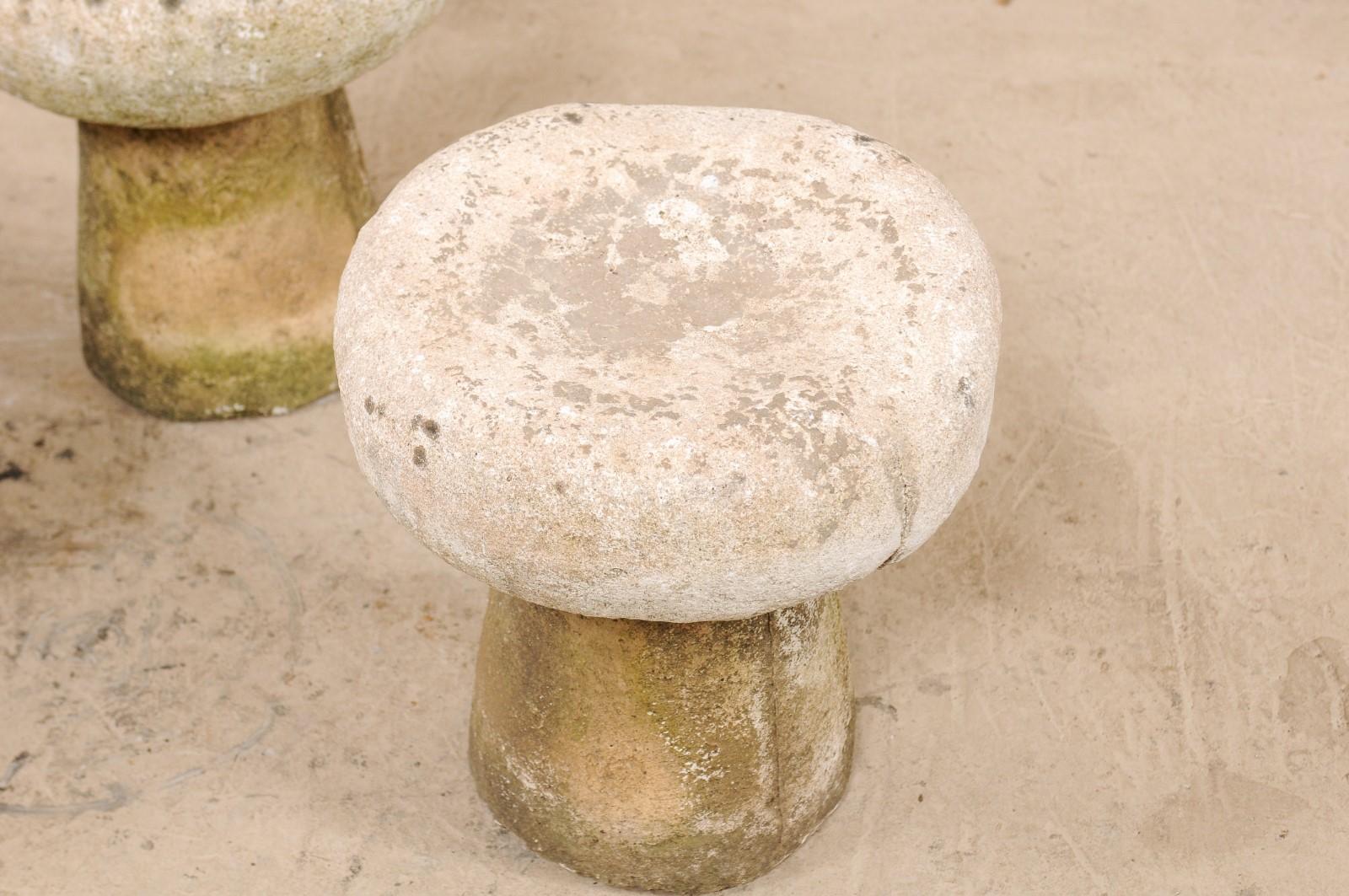 Set of Four Cast Stone French Mushroom Garden Stools 1