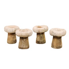 Set of Four Cast Stone French Mushroom Garden Stools