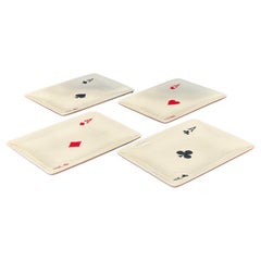 Satz von vier Keramik "Aces" Spielkarten Snack Trays von RH Satz von vier Keramik "Aces" Spielkarten Snack Trays von RH