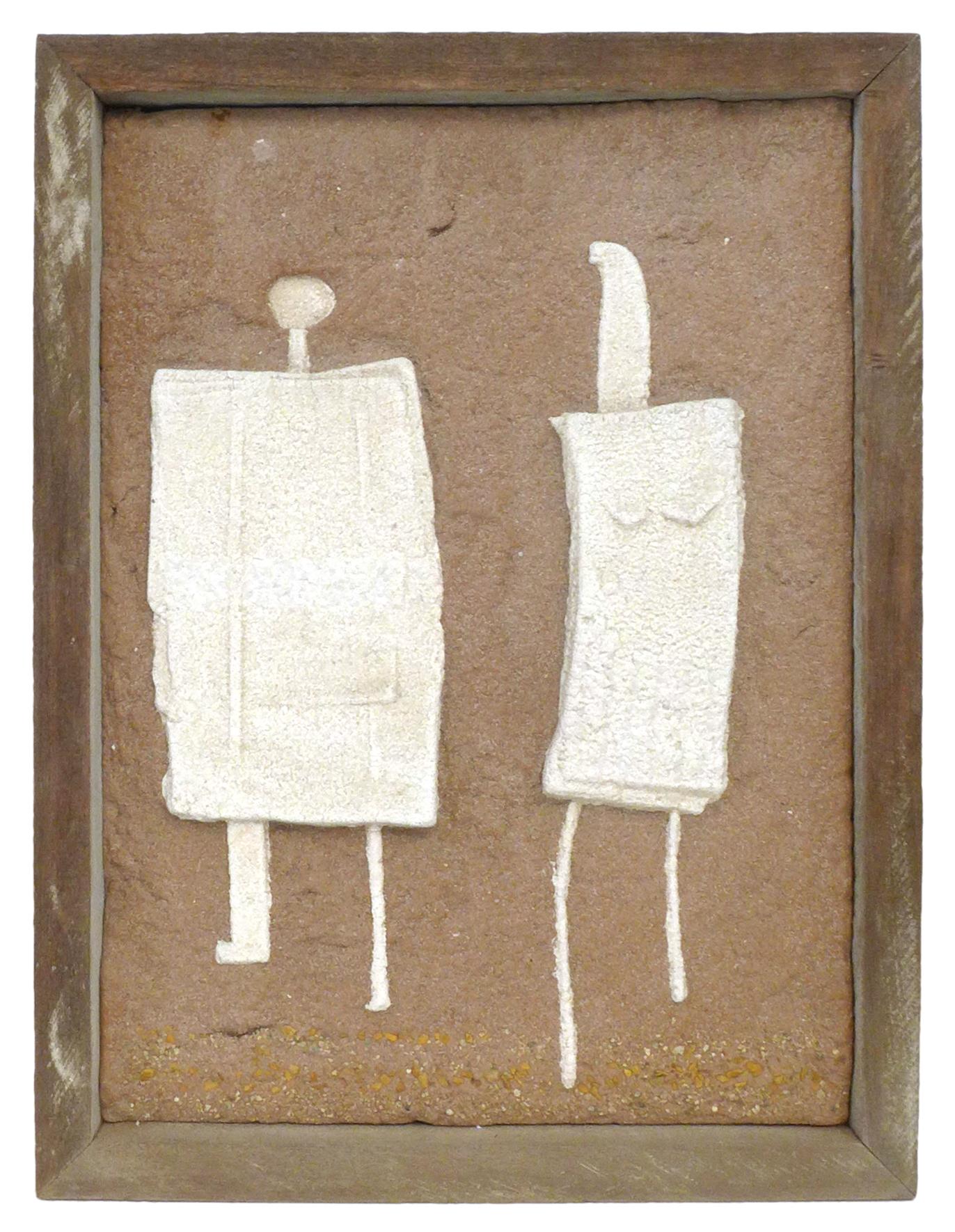 Modern Set of Four Ceramic and Concrete Sculptural Plaques For Sale