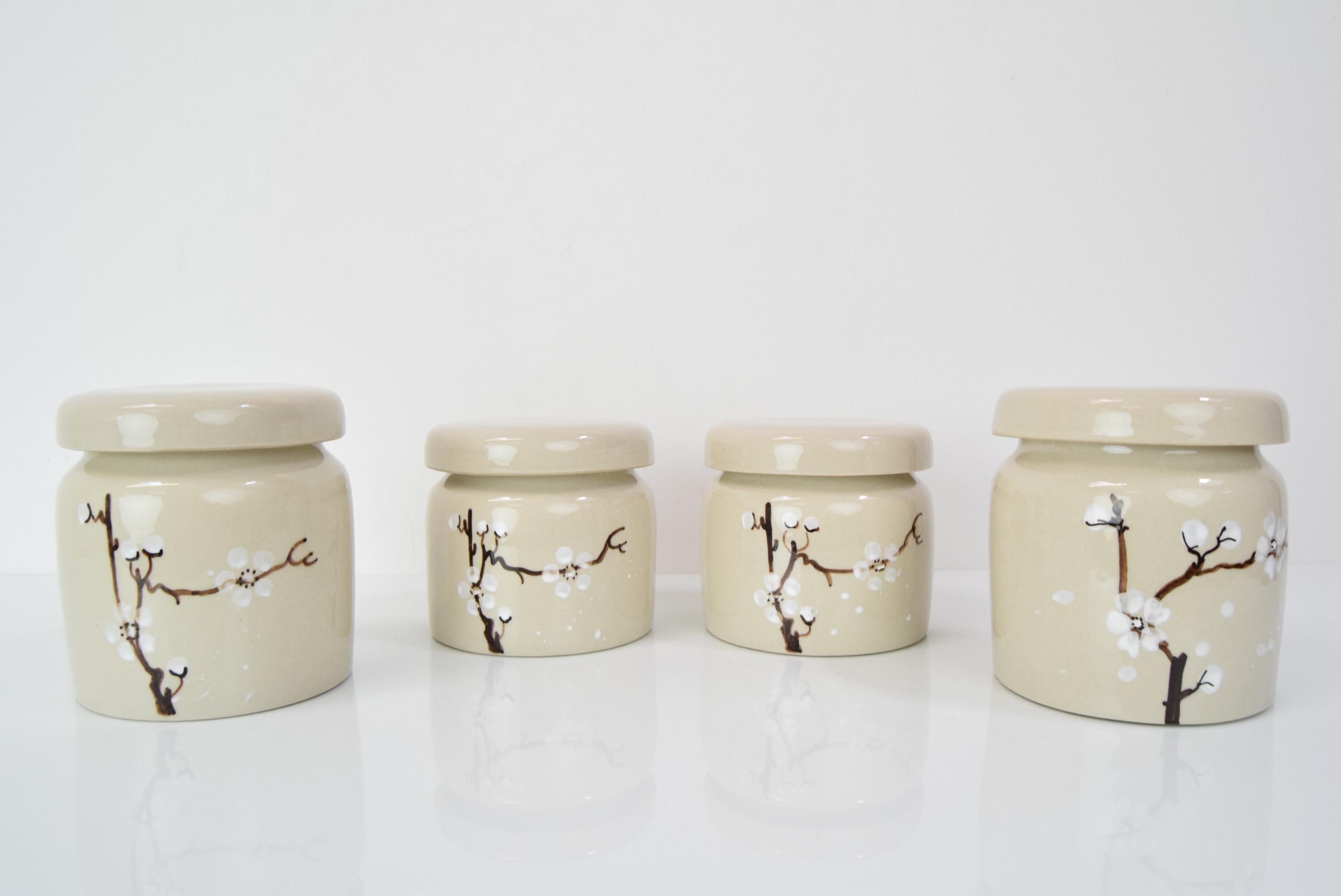 Czech Set of Four Ceramic Cans by Ditmar Urbach, circa 1930's For Sale