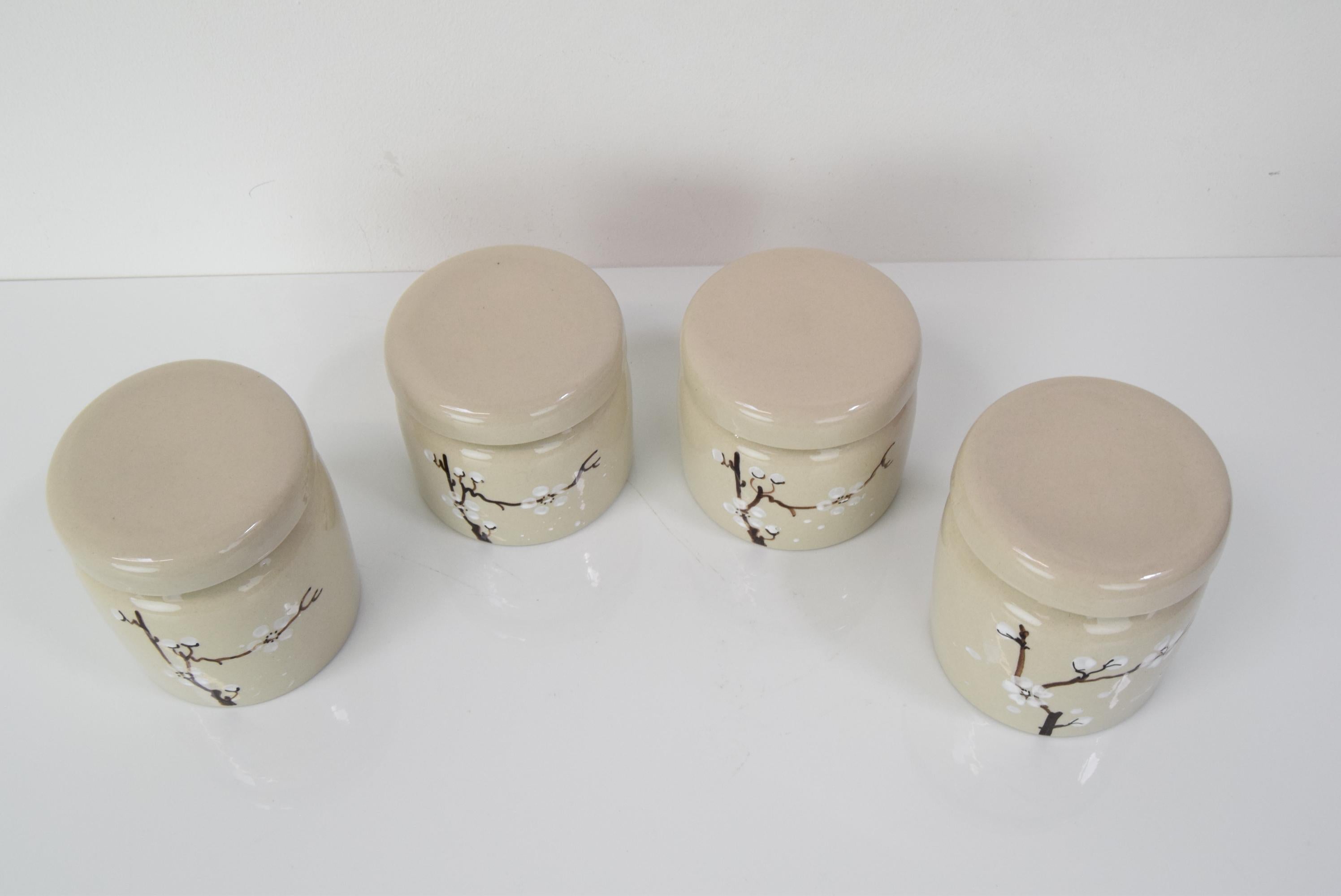 Set of Four Ceramic Cans by Ditmar Urbach, circa 1930's In Good Condition For Sale In Praha, CZ