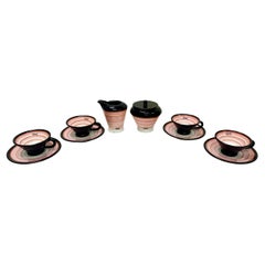 Juego de cuatro tazas de café de cerámica de Baldelli con lechera y azucarero, Italia