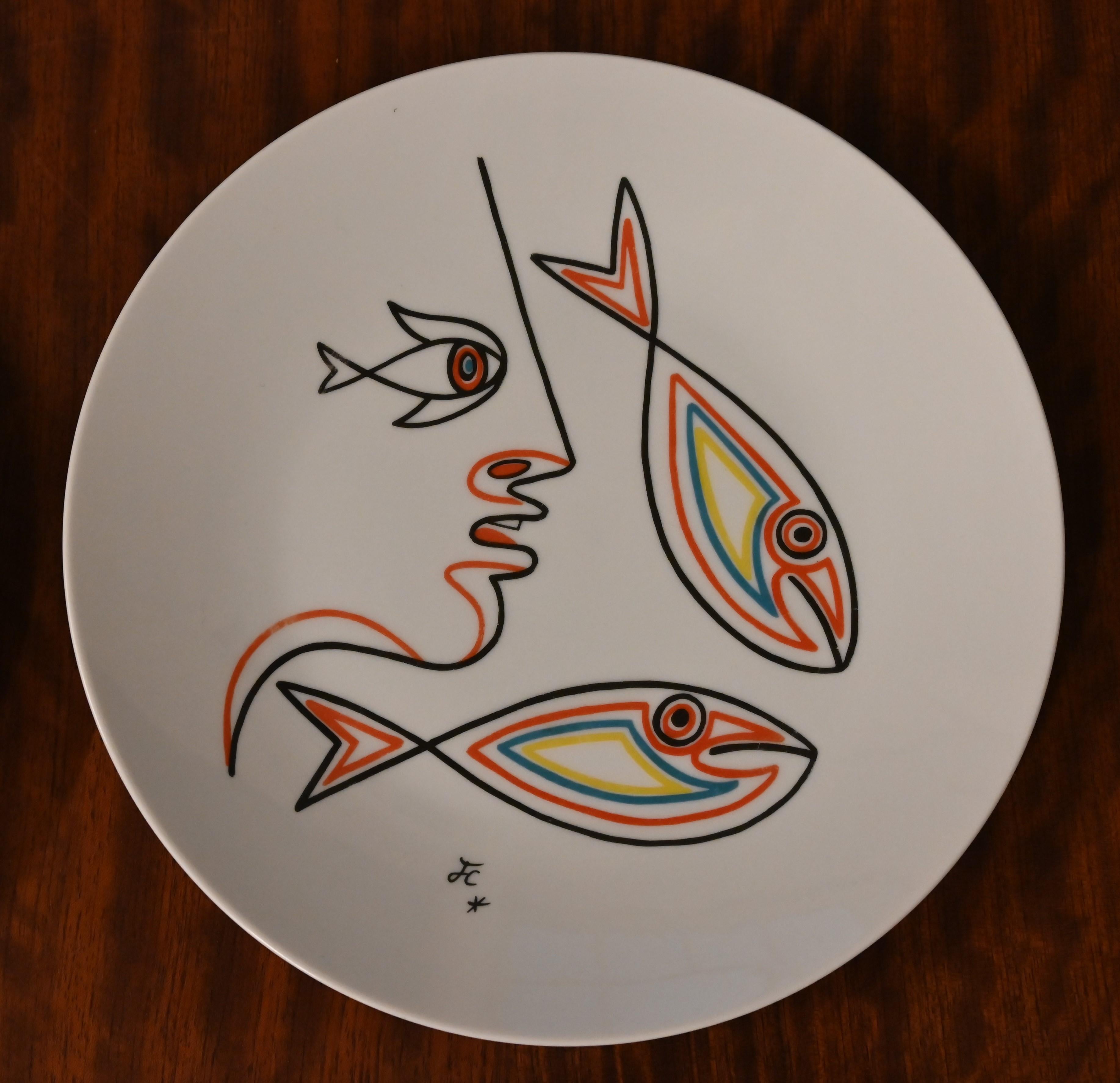 Set of Four Ceramic Plates by Jean Cocteau, 1960s In Good Condition In Hamburg, PA