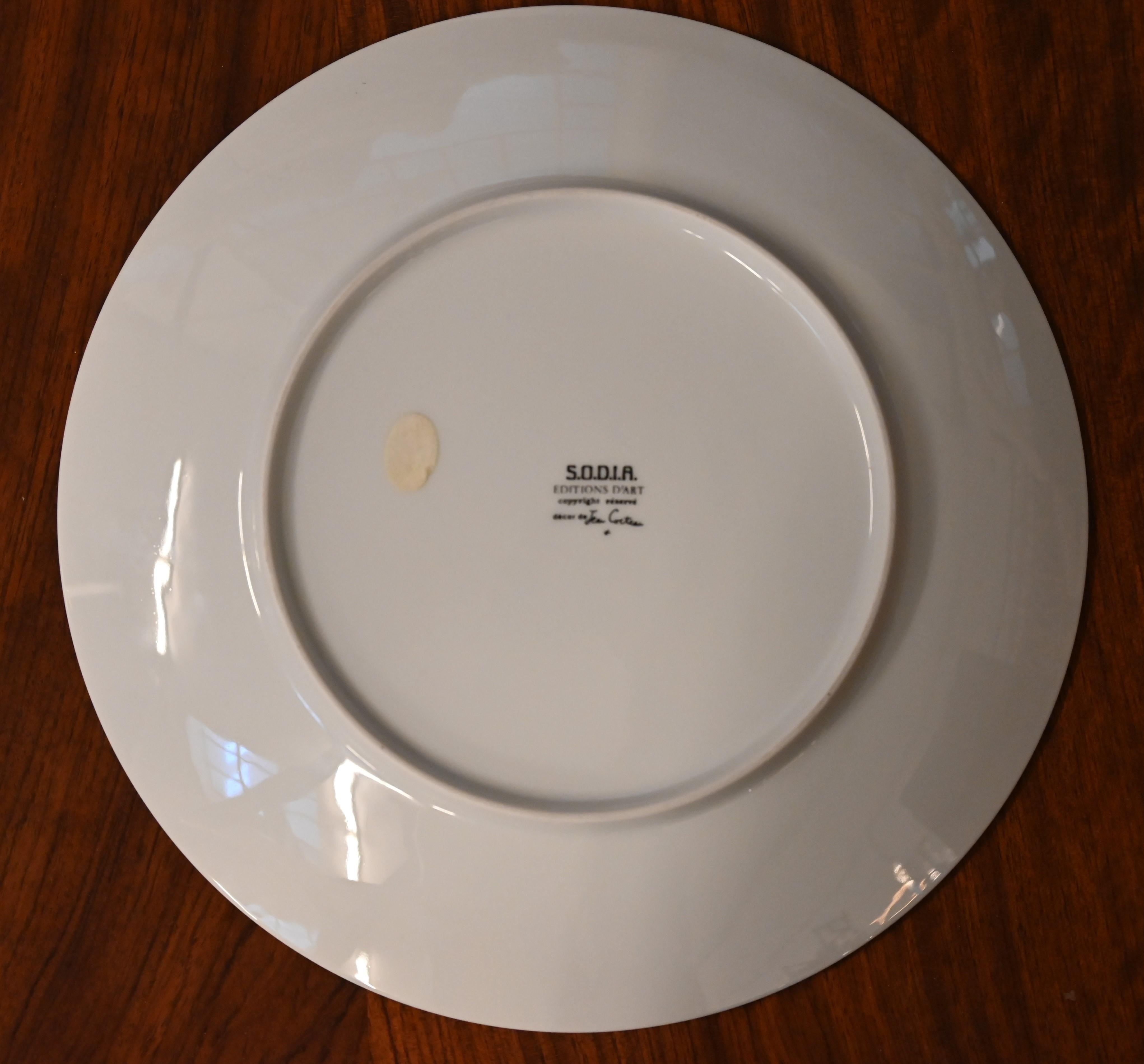 Set of Four Ceramic Plates by Jean Cocteau, 1960s 2