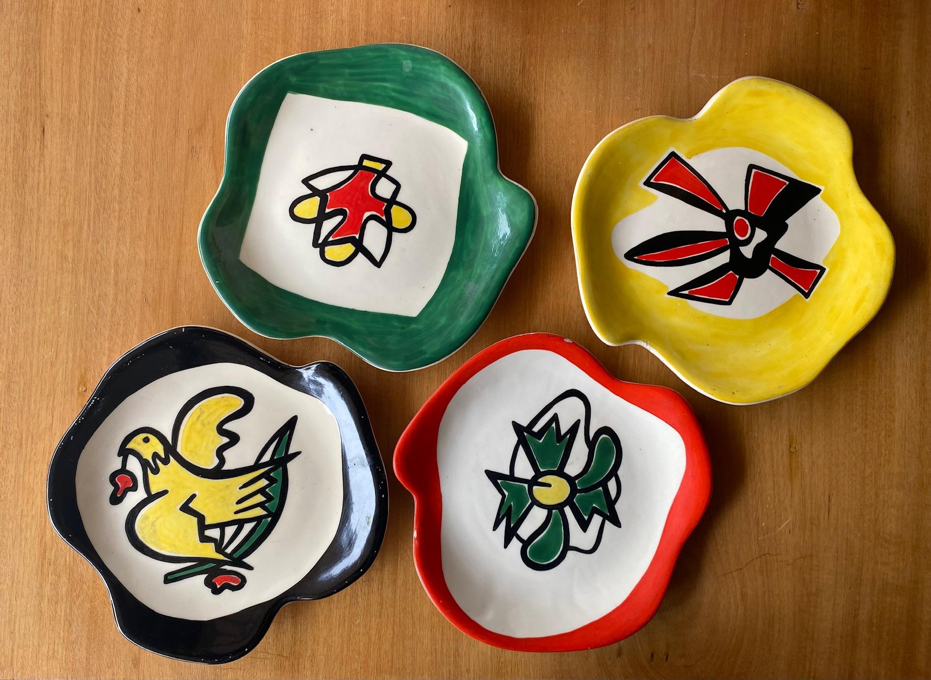 Set of Four Ceramic Plates by Roland Brice, Biot, France, 1950-1960 For Sale 4