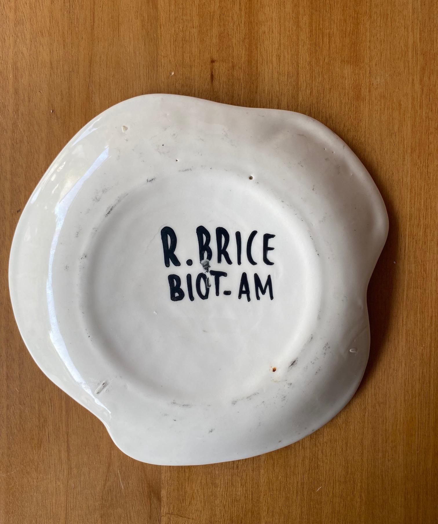 Set of Four Ceramic Plates by Roland Brice, Biot, France, 1950-1960 For Sale 1