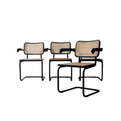 Set of Four Cesca B64 Model Chairs Lacquered in Black, Italy, 1962