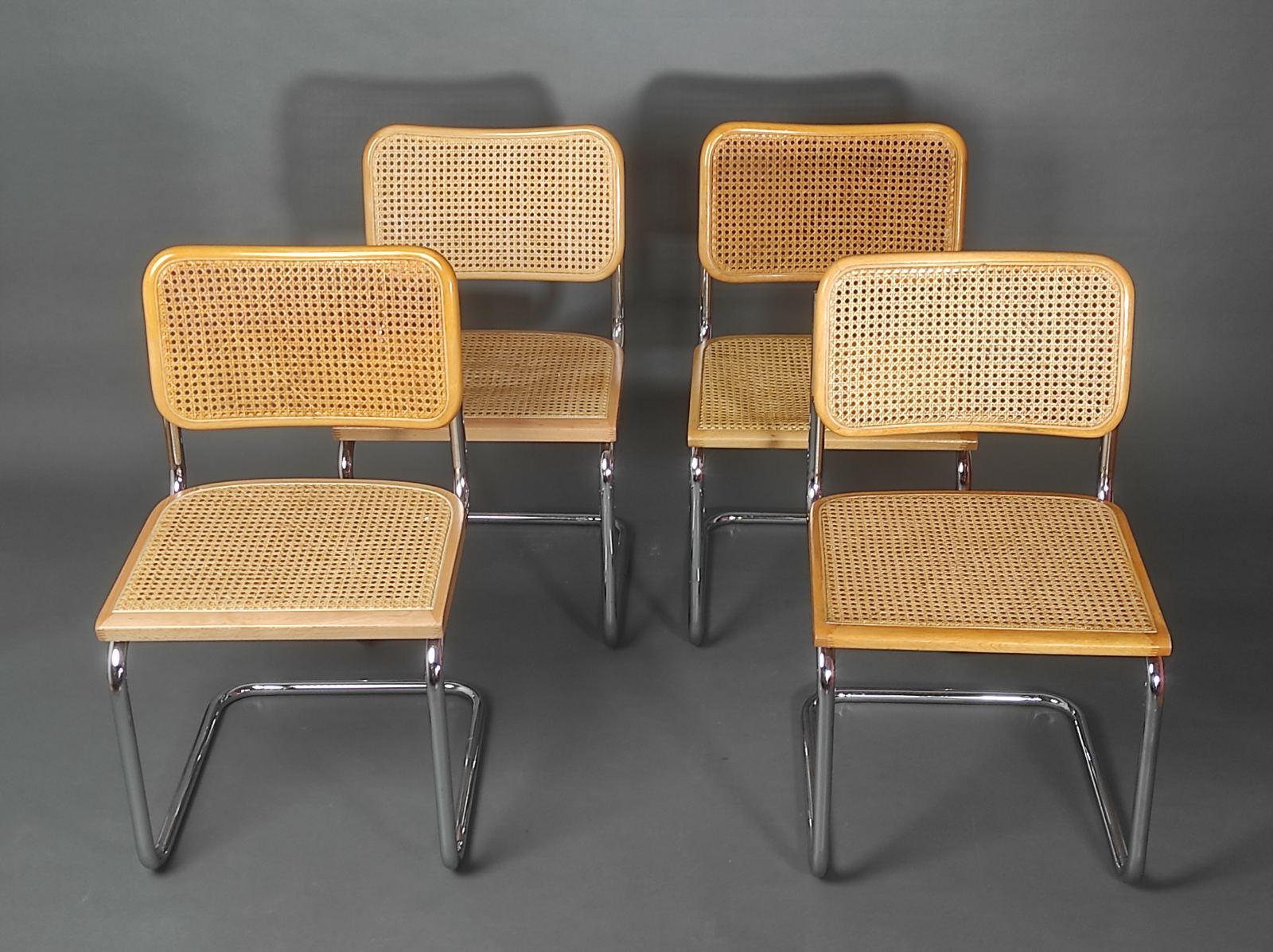 Italian Set of Four Cesca Chair By Marcel Breuer Italy 1970s