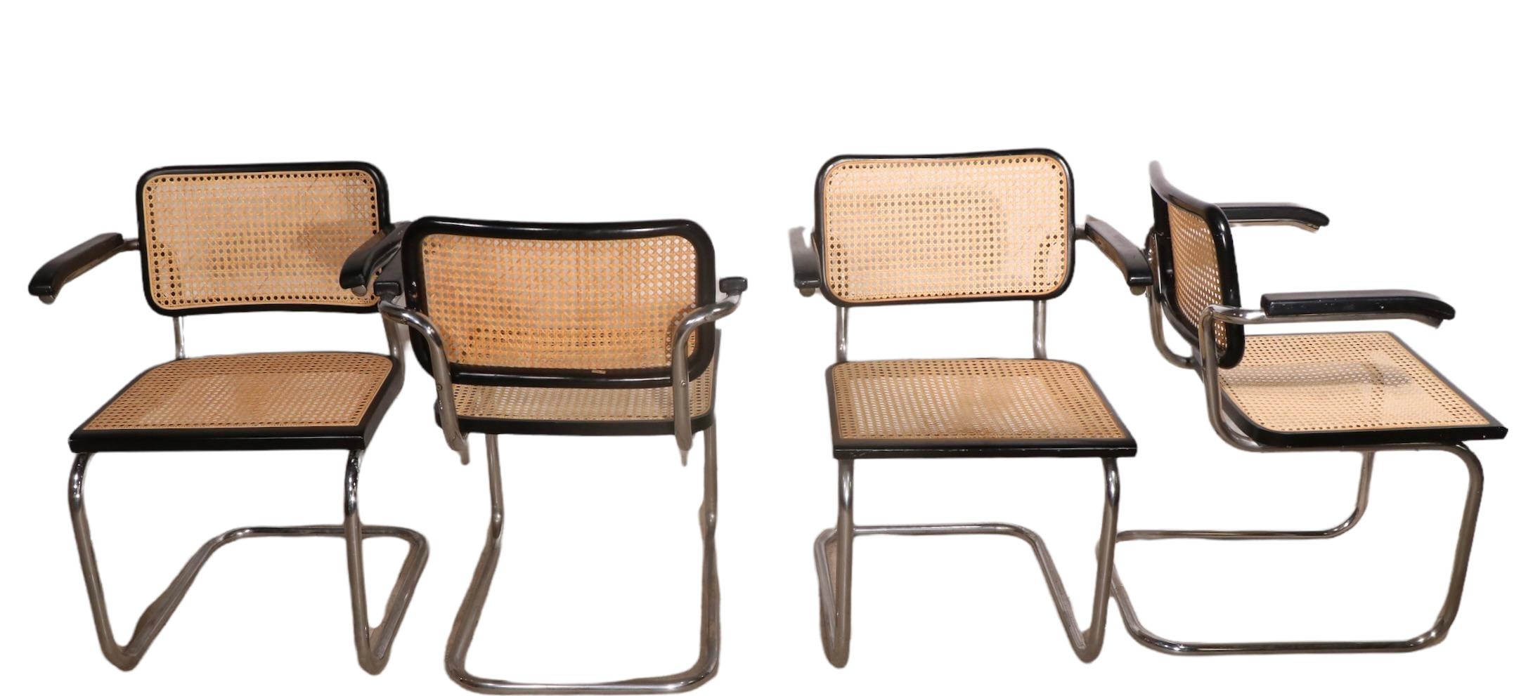 Set of Four Cesca Chairs Designed by Marcel Breuer Made in Italy 2