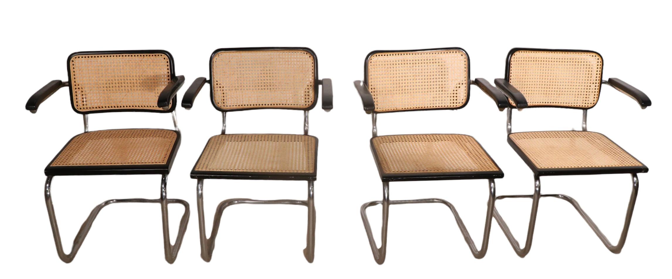 Set of Four Cesca Chairs Designed by Marcel Breuer Made in Italy 5