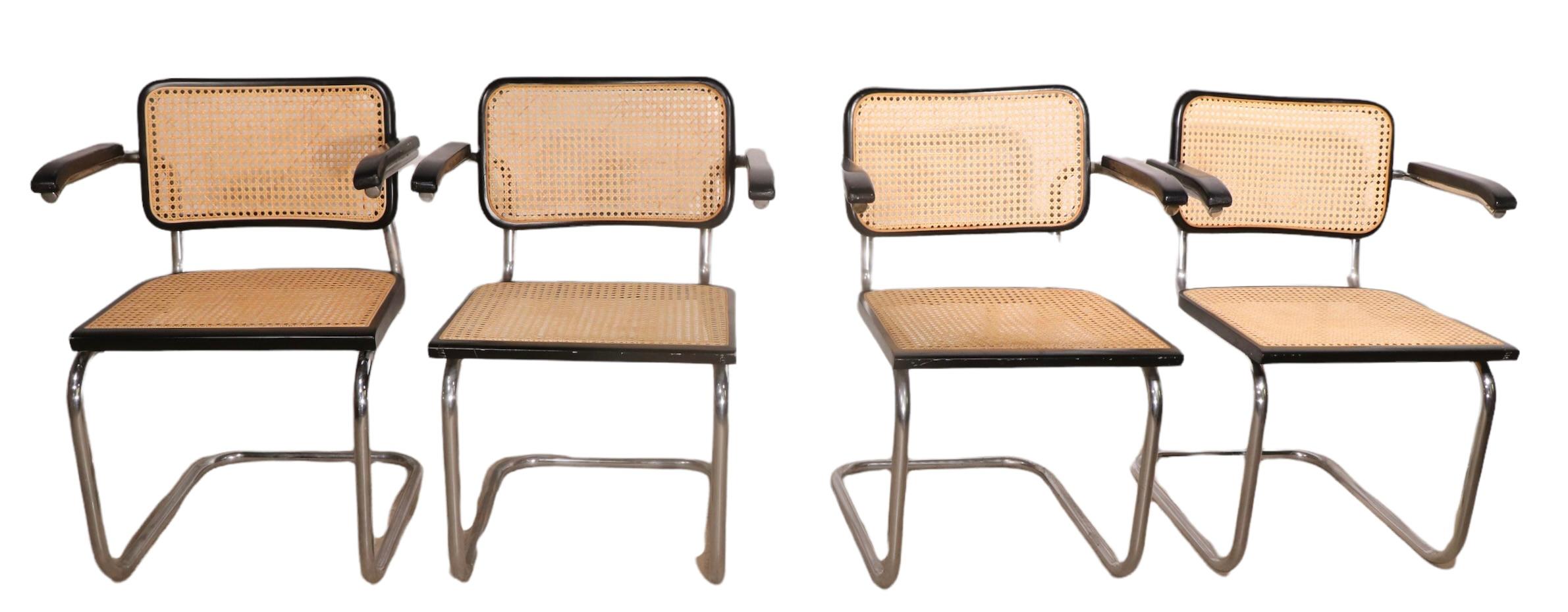 Set of Four Cesca Chairs Designed by Marcel Breuer Made in Italy 6