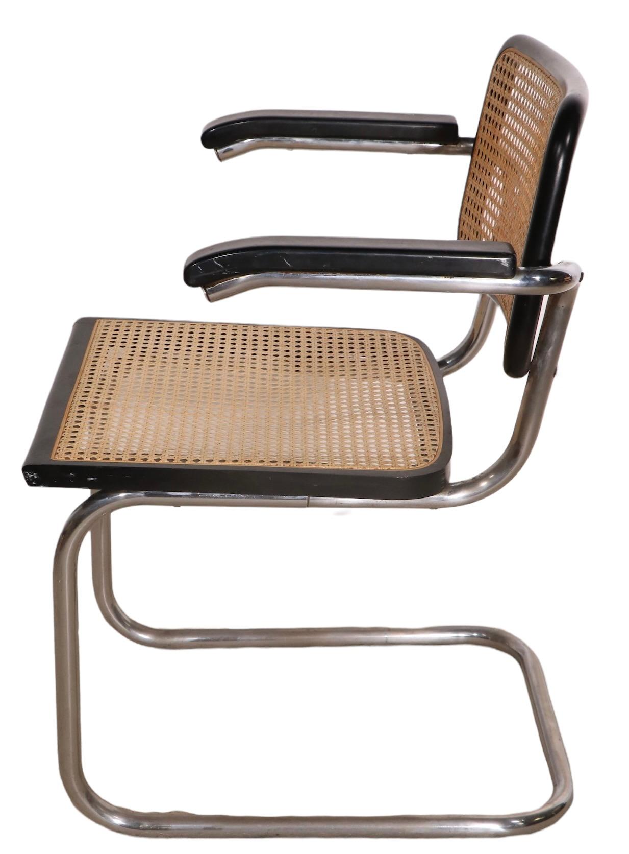 Bauhaus Set of Four Cesca Chairs Designed by Marcel Breuer Made in Italy
