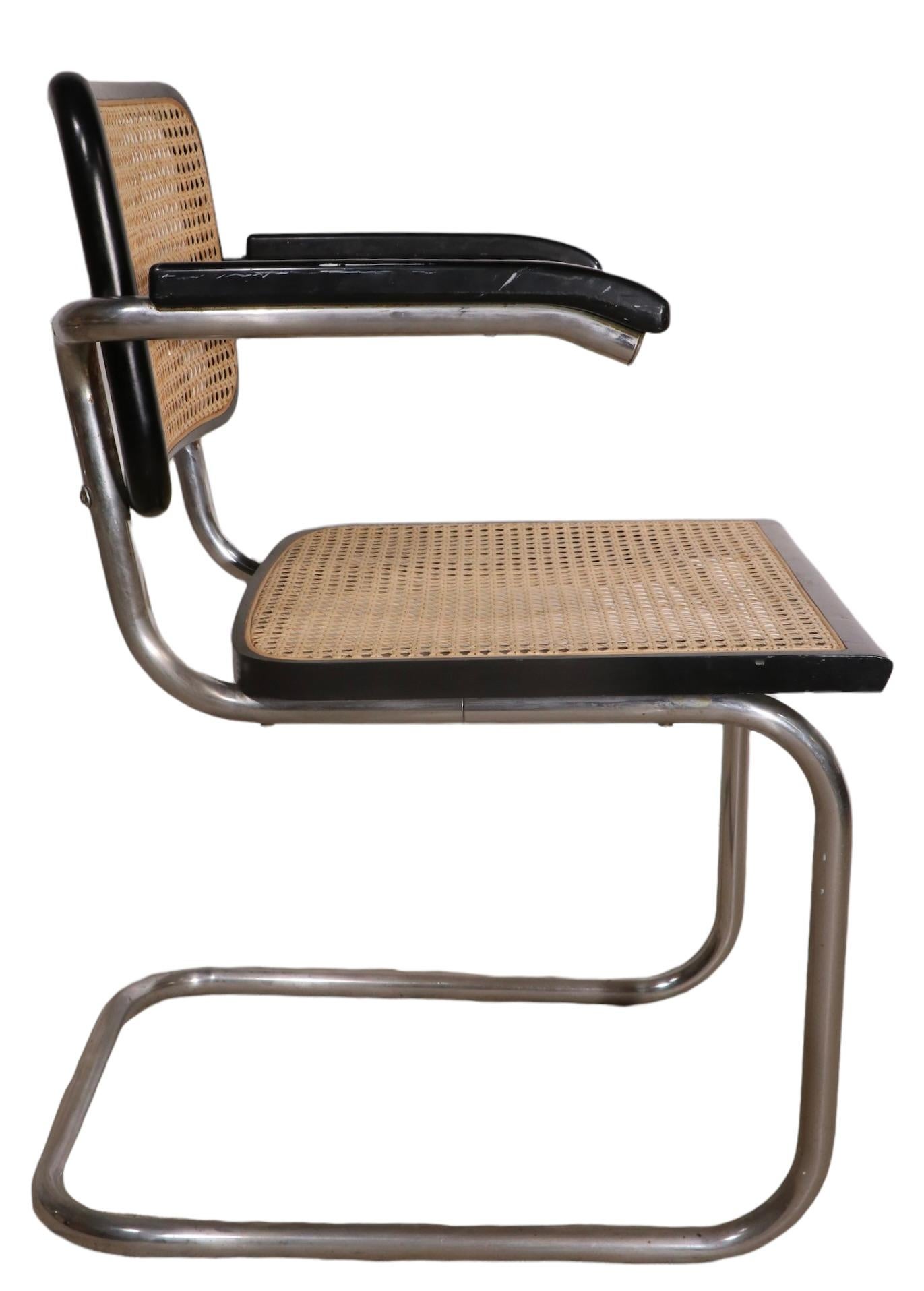 Set of Four Cesca Chairs Designed by Marcel Breuer Made in Italy In Good Condition In New York, NY