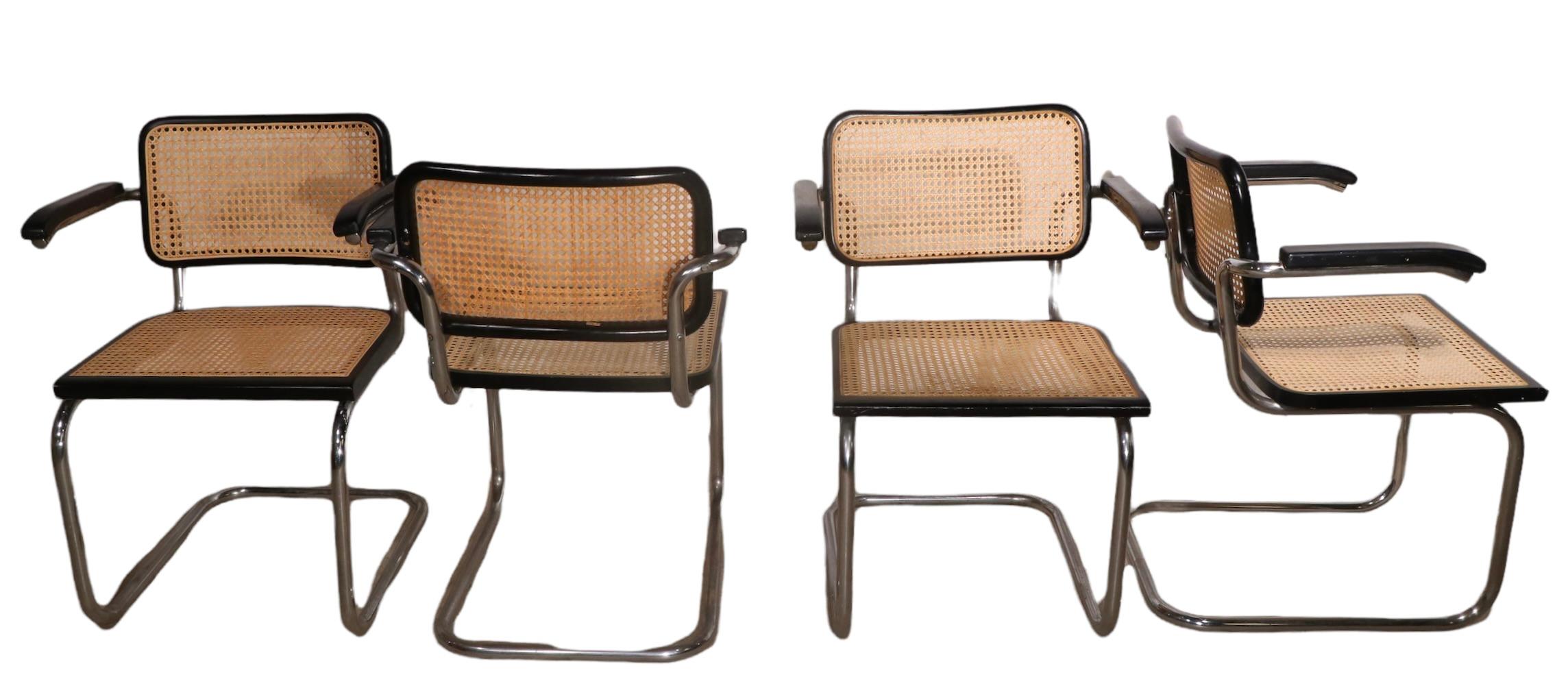 Set of Four Cesca Chairs Designed by Marcel Breuer Made in Italy 1
