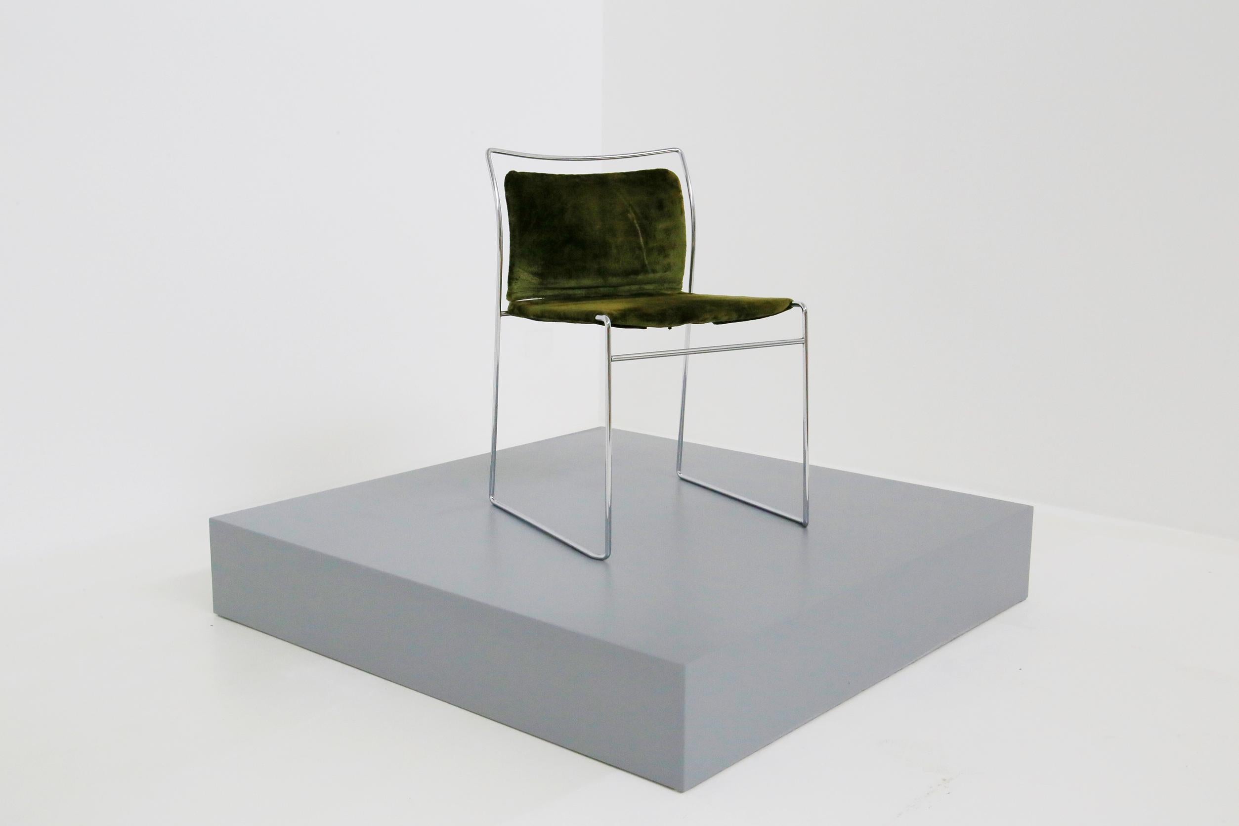 Set of Four Chair in Green Velvet by Takahama for Gavina Model Tulu, 1969 6