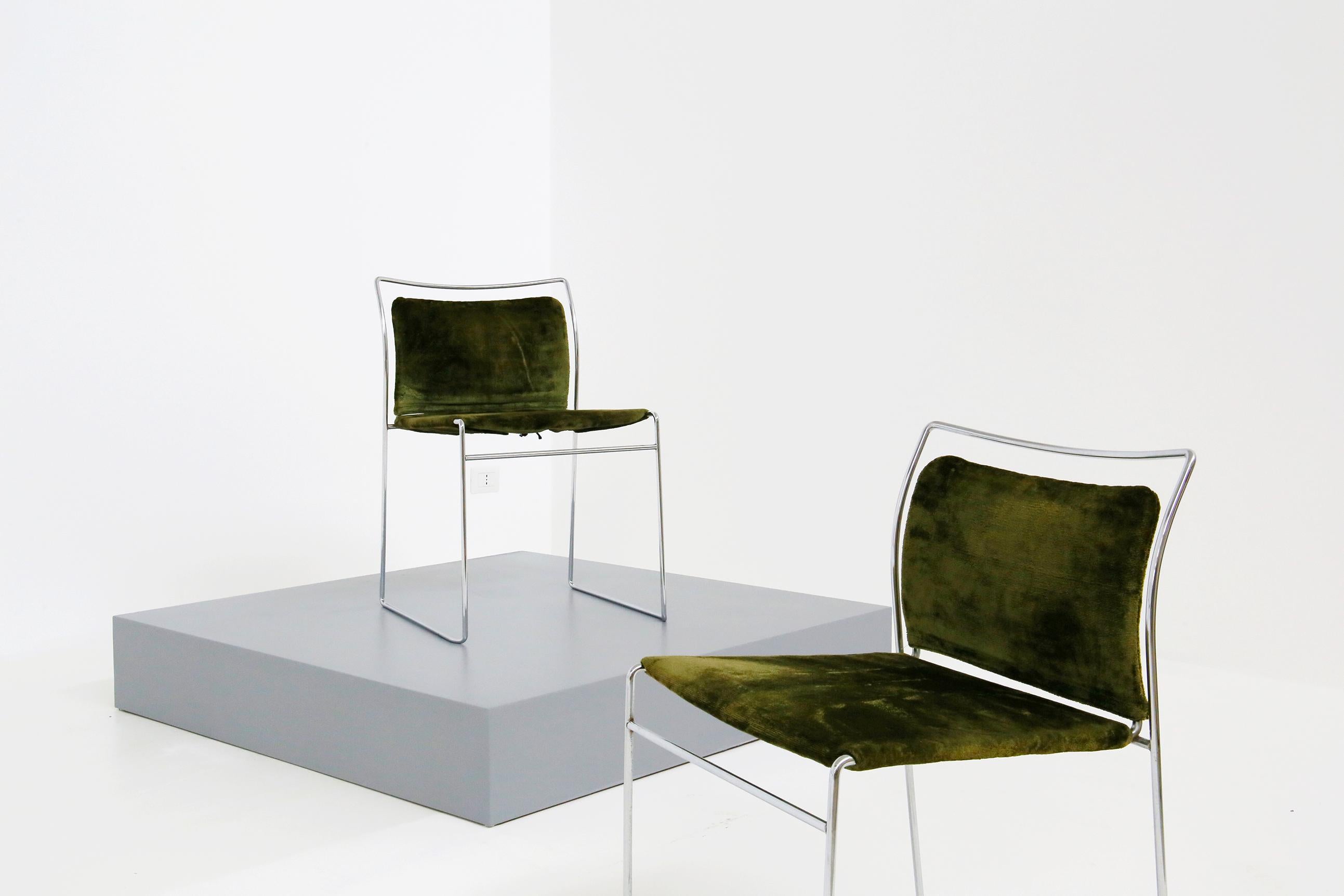 Set of Four Chair in Green Velvet by Takahama for Gavina Model Tulu, 1969 7