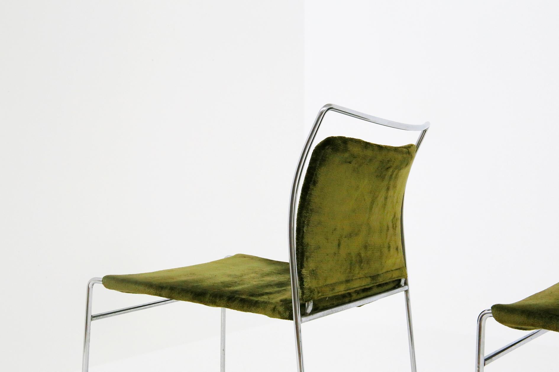 Set of Four Chair in Green Velvet by Takahama for Gavina Model Tulu, 1969 8