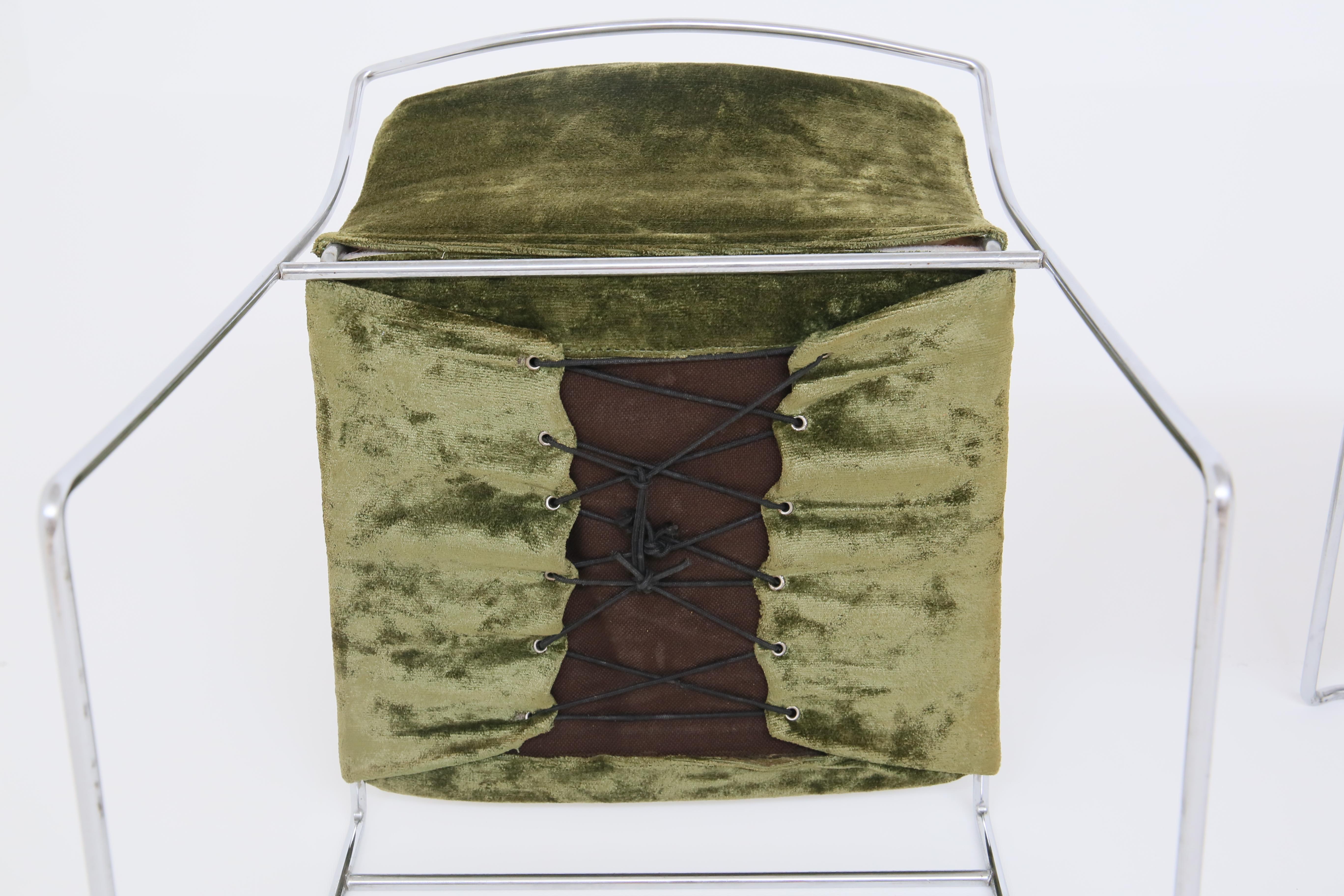 Set of Four Chair in Green Velvet by Takahama for Gavina Model Tulu, 1969 9