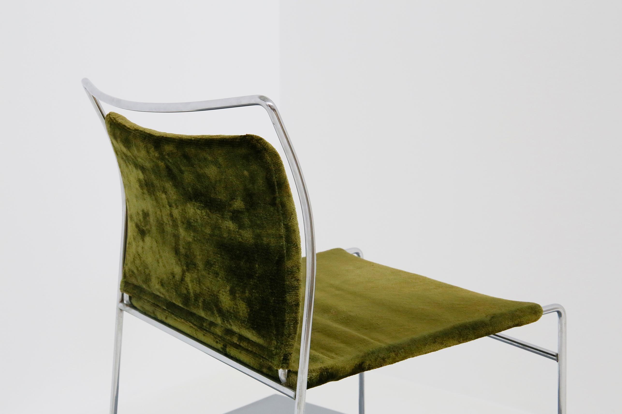 Set of Four Chair in Green Velvet by Takahama for Gavina Model Tulu, 1969 1