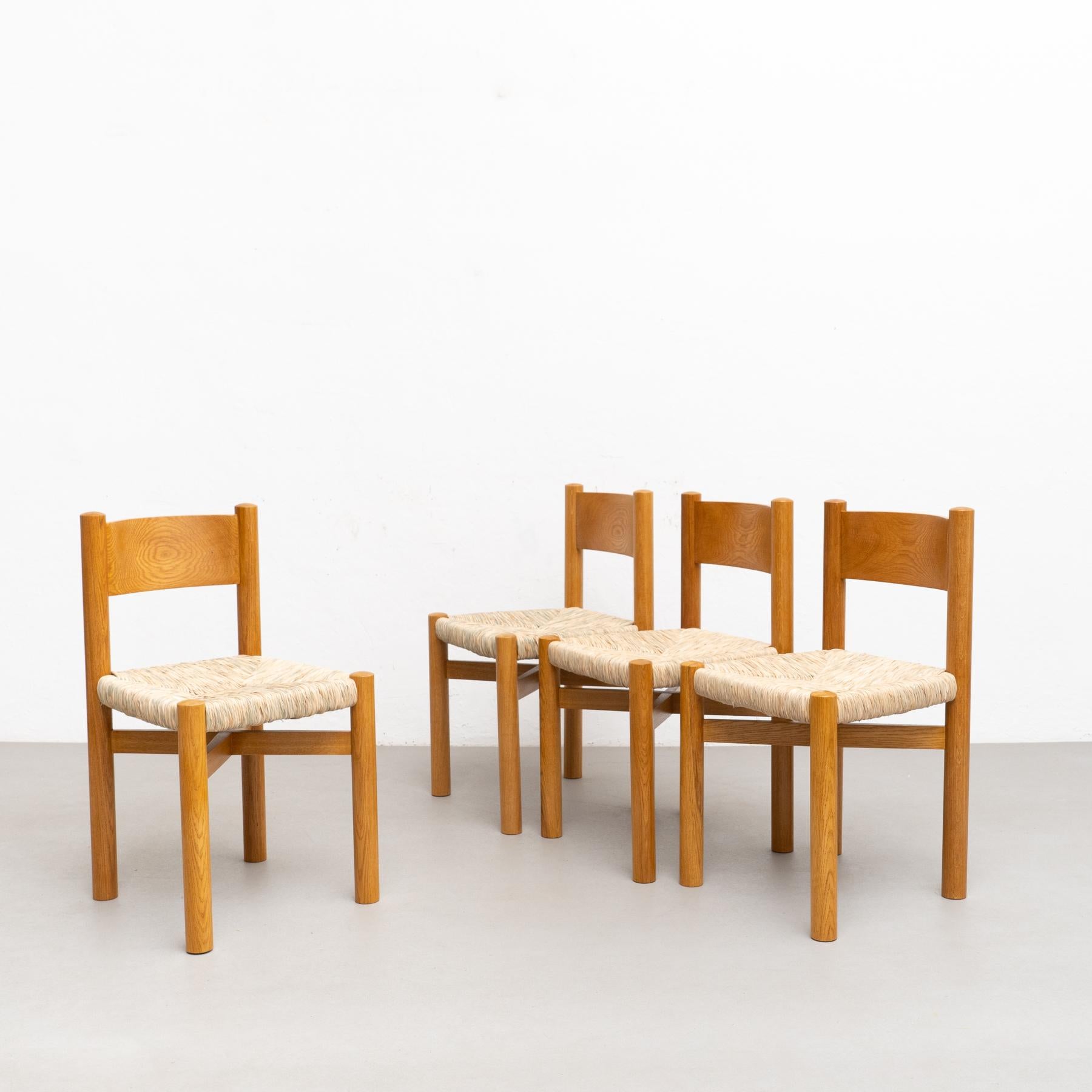 Set of Four Chairs After Charlotte Perriand In Good Condition For Sale In Barcelona, Barcelona