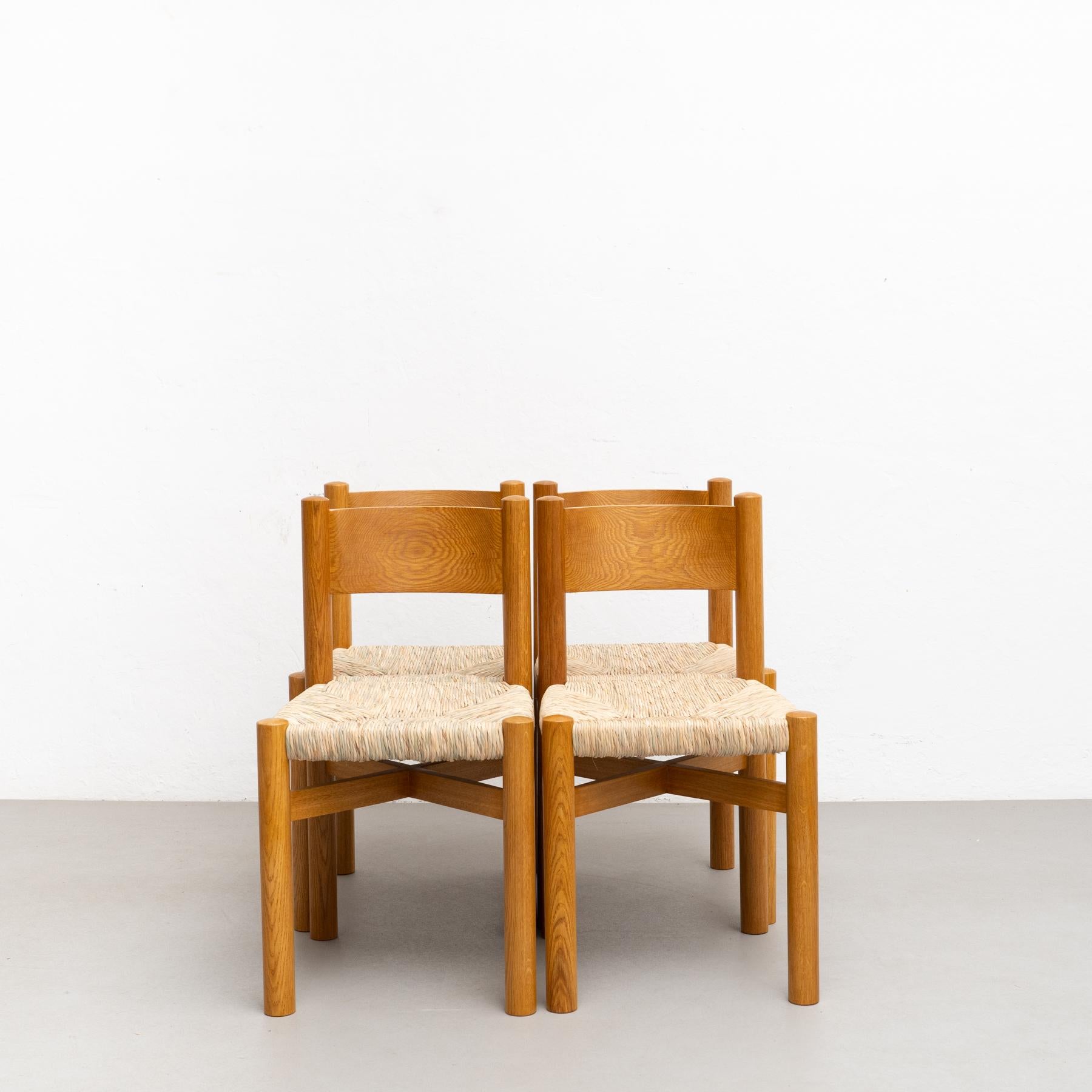 Late 20th Century Set of Four Chairs After Charlotte Perriand For Sale