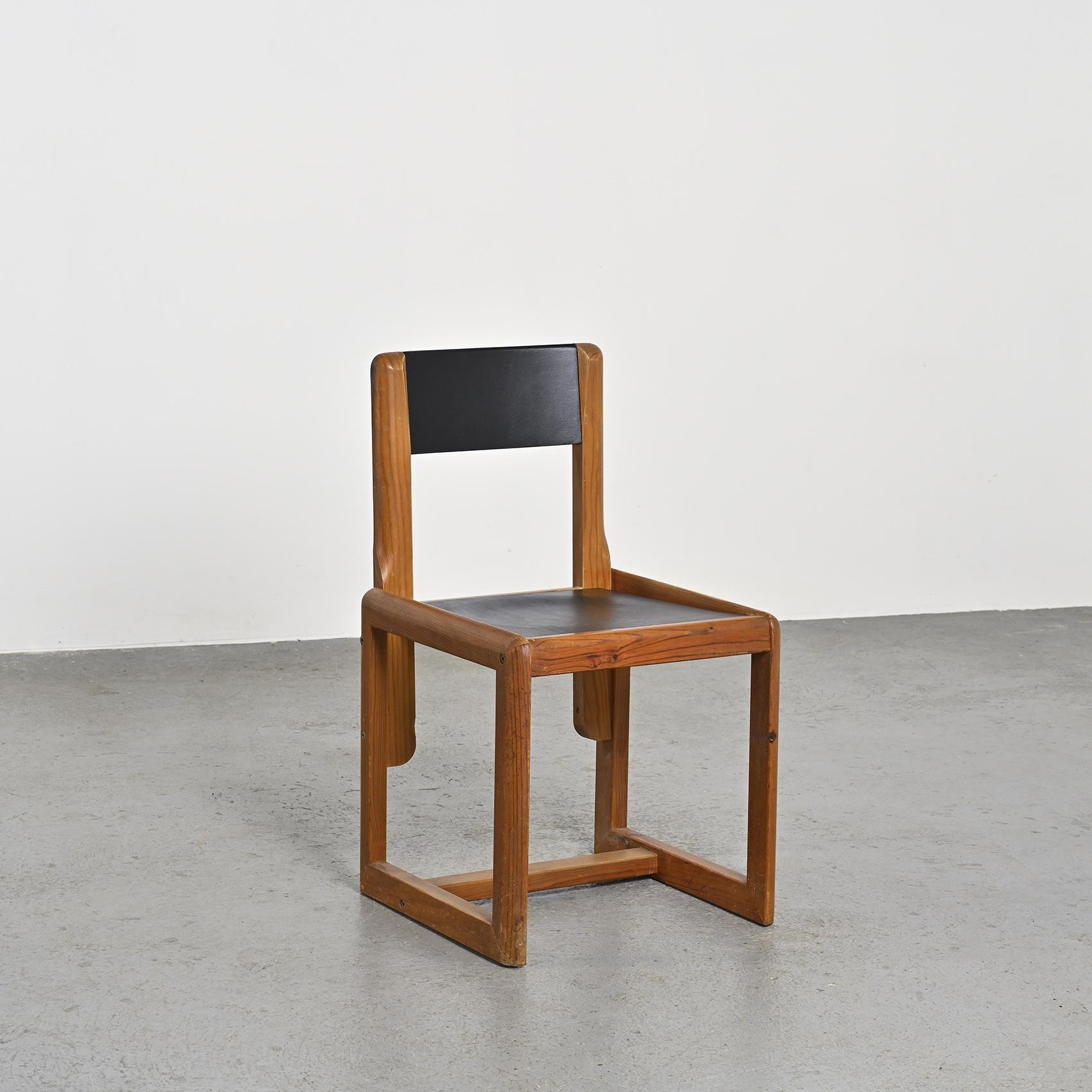 Wood Set of Four Chairs by André Sornay, France 1960s For Sale