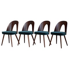 Set of Four Chairs by Antonin Šuman in Green Velvet by Kvadrat, Fully Restored