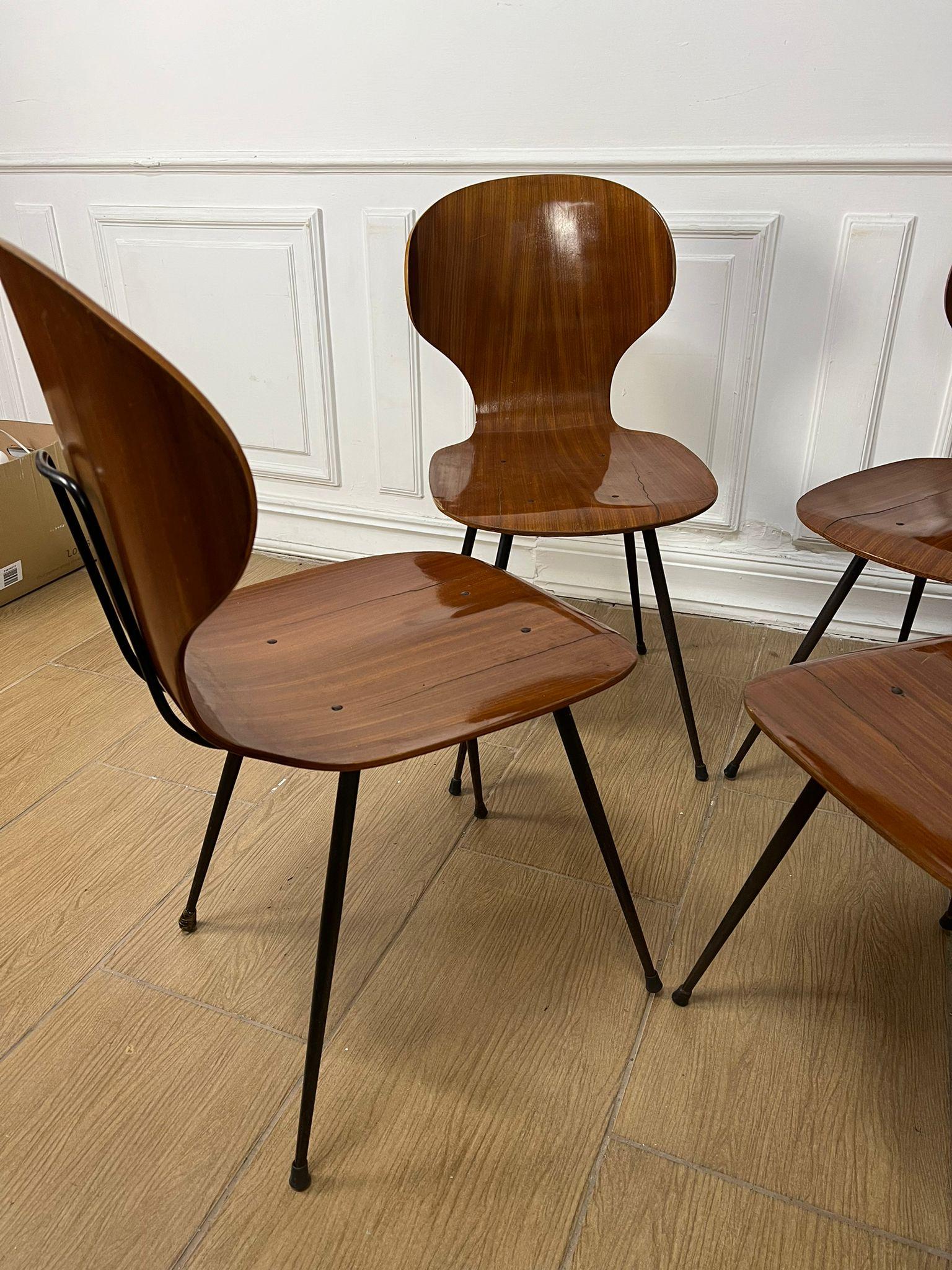 Set of Four Chairs by Carlo Ratti In Distressed Condition In Nocera Inferiore, IT