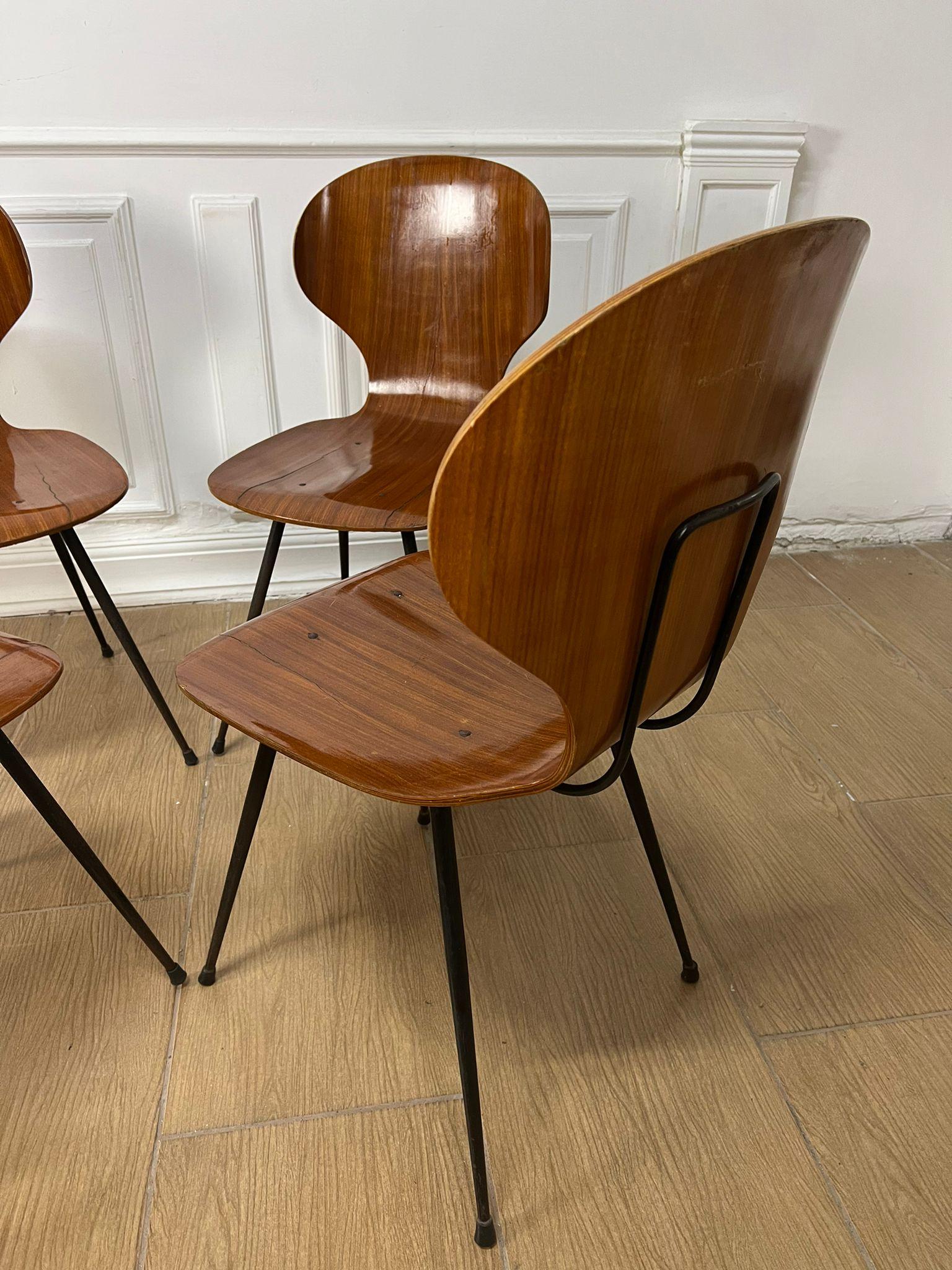 Mid-20th Century Set of Four Chairs by Carlo Ratti