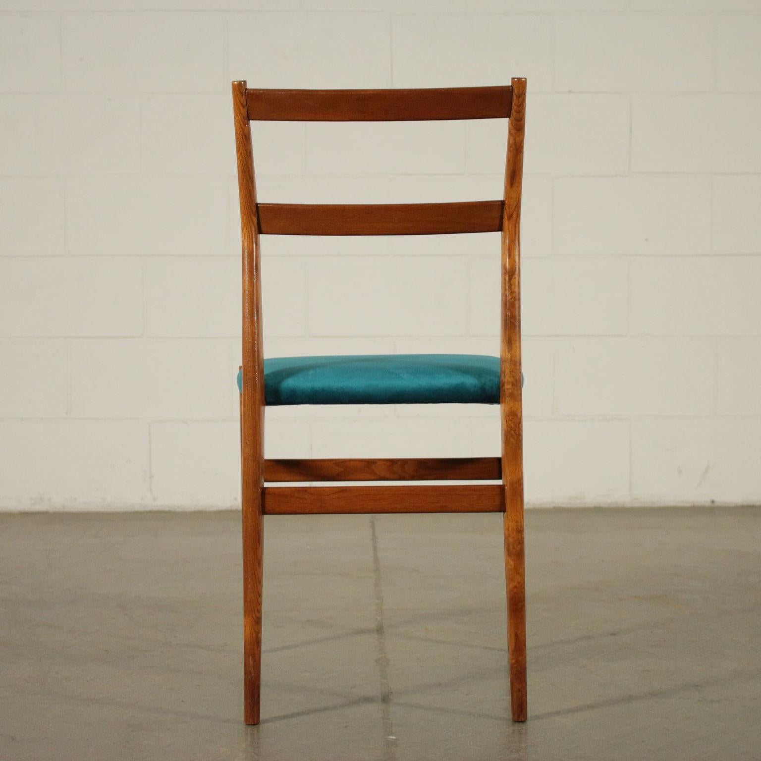 Set of Four Chairs by Gio Ponti Ashwood Velvet Upholstery, 1960s 4