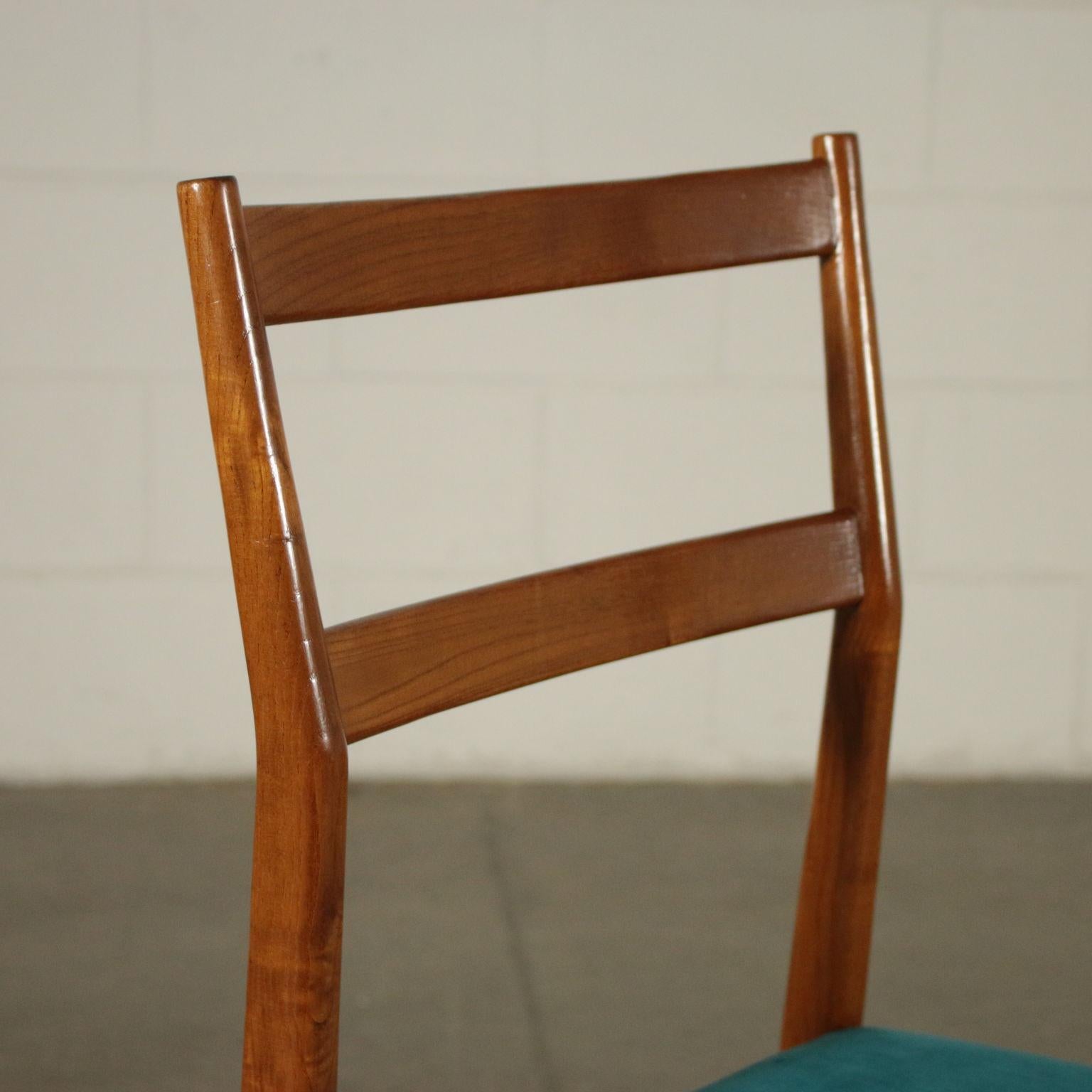 Italian Set of Four Chairs by Gio Ponti Ashwood Velvet Upholstery, 1960s