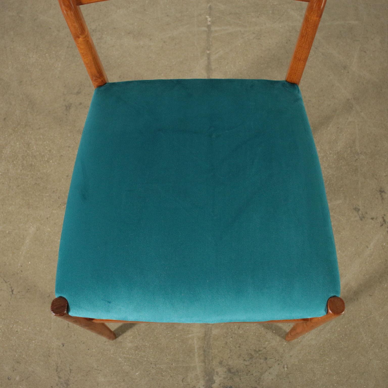 Set of Four Chairs by Gio Ponti Ashwood Velvet Upholstery, 1960s 2