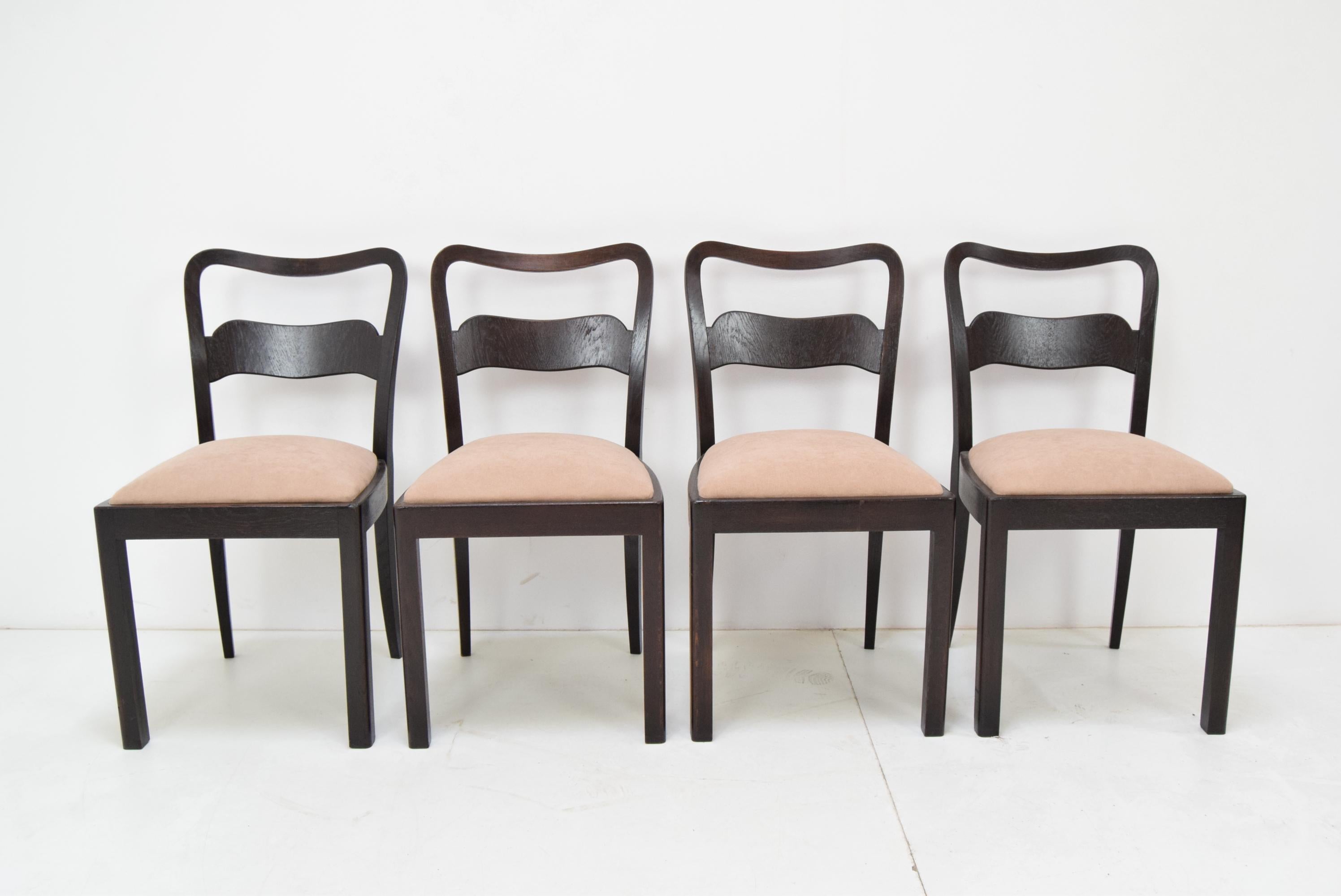 Mid-20th Century Set of Four Chairs, Czechoslovakia, 1940‘s