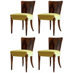 Vintage Set of Four Chairs by Jindrich Halabala Model H-214 Art Deco, Fully Restored