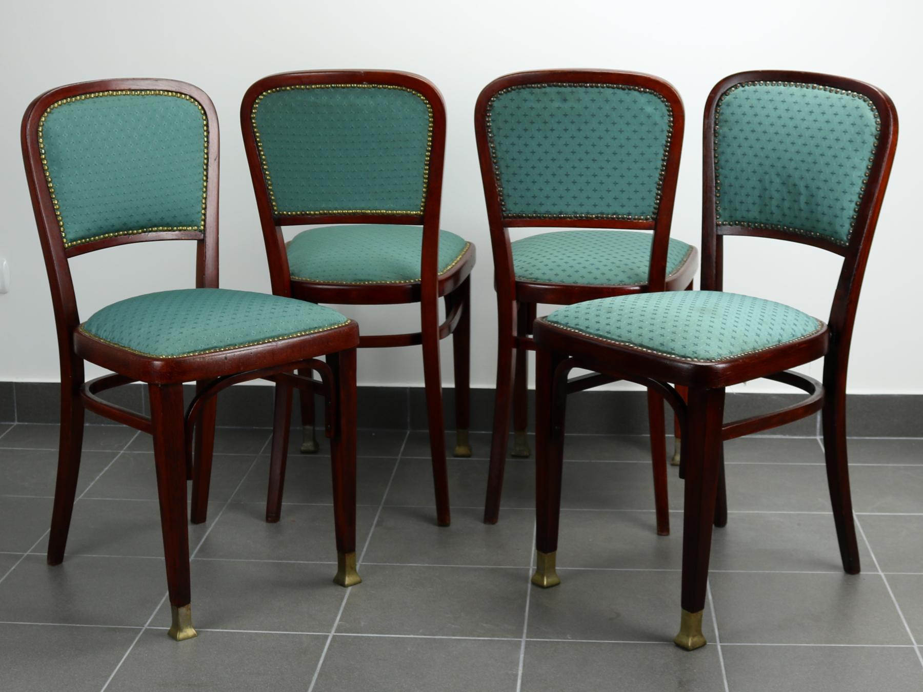 Brass Set of four chairs by Marcel Kammerer for Thonet, circa 1910 For Sale