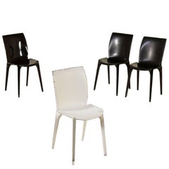 Set of Four Chairs by Marco Zanuso Metal Sheet Vintage, Italy, 1960s