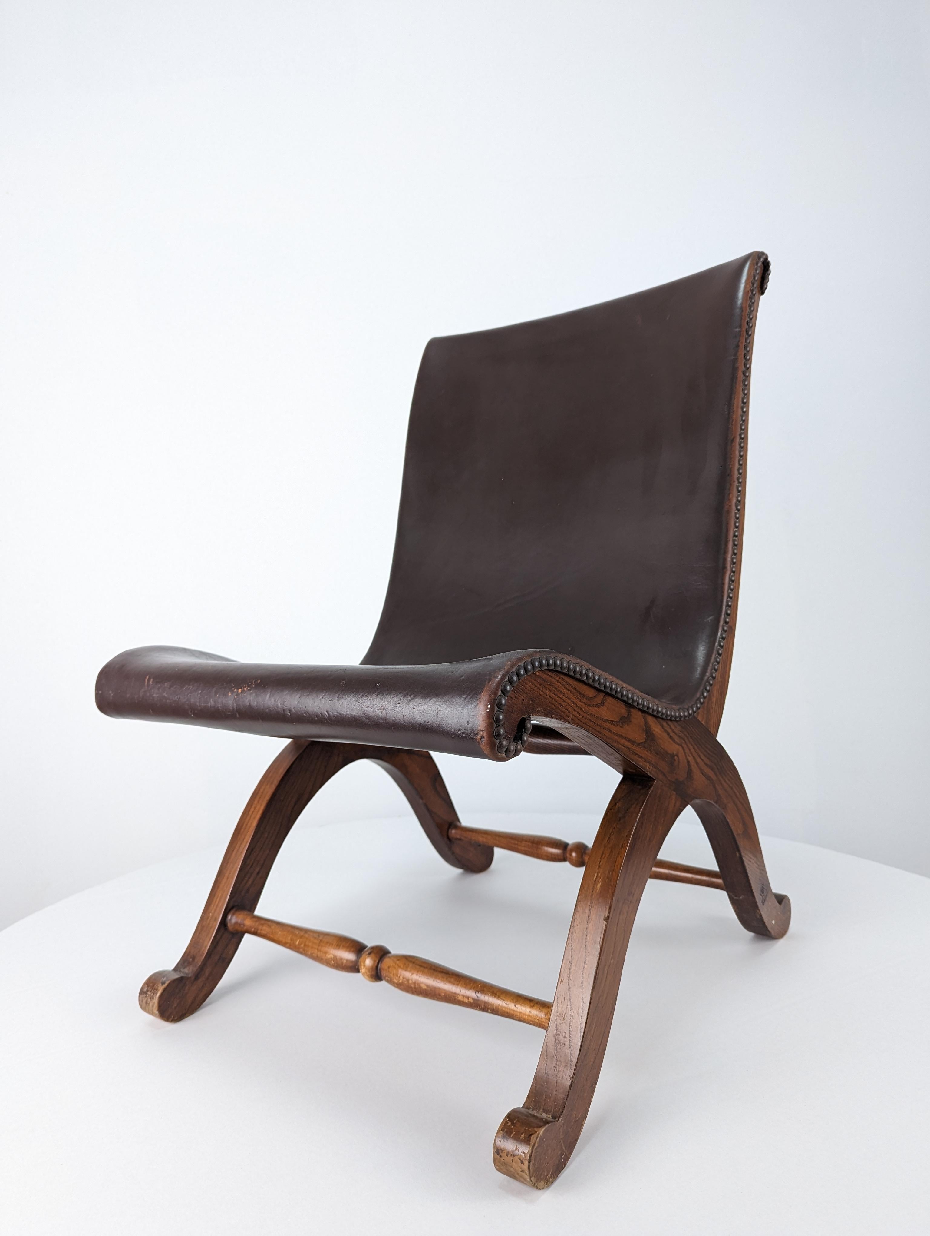 Pelle Set di quattro sedie di Pierre Lottier per Alamazan anni '50 in vendita