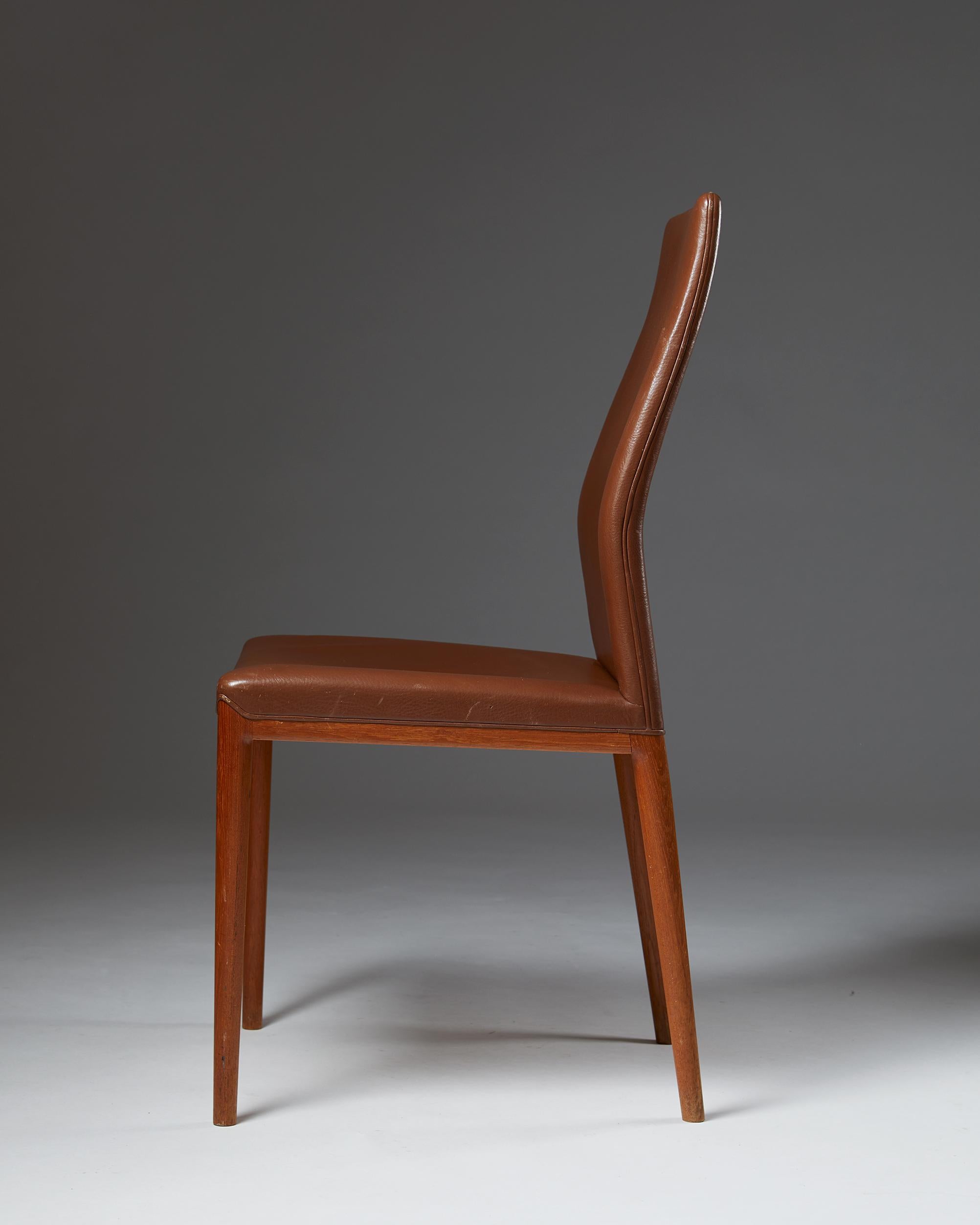 Mid-20th Century Set of Four Chairs Designed by Helge Vestergaard Jensen for Sören Horn, Denmark
