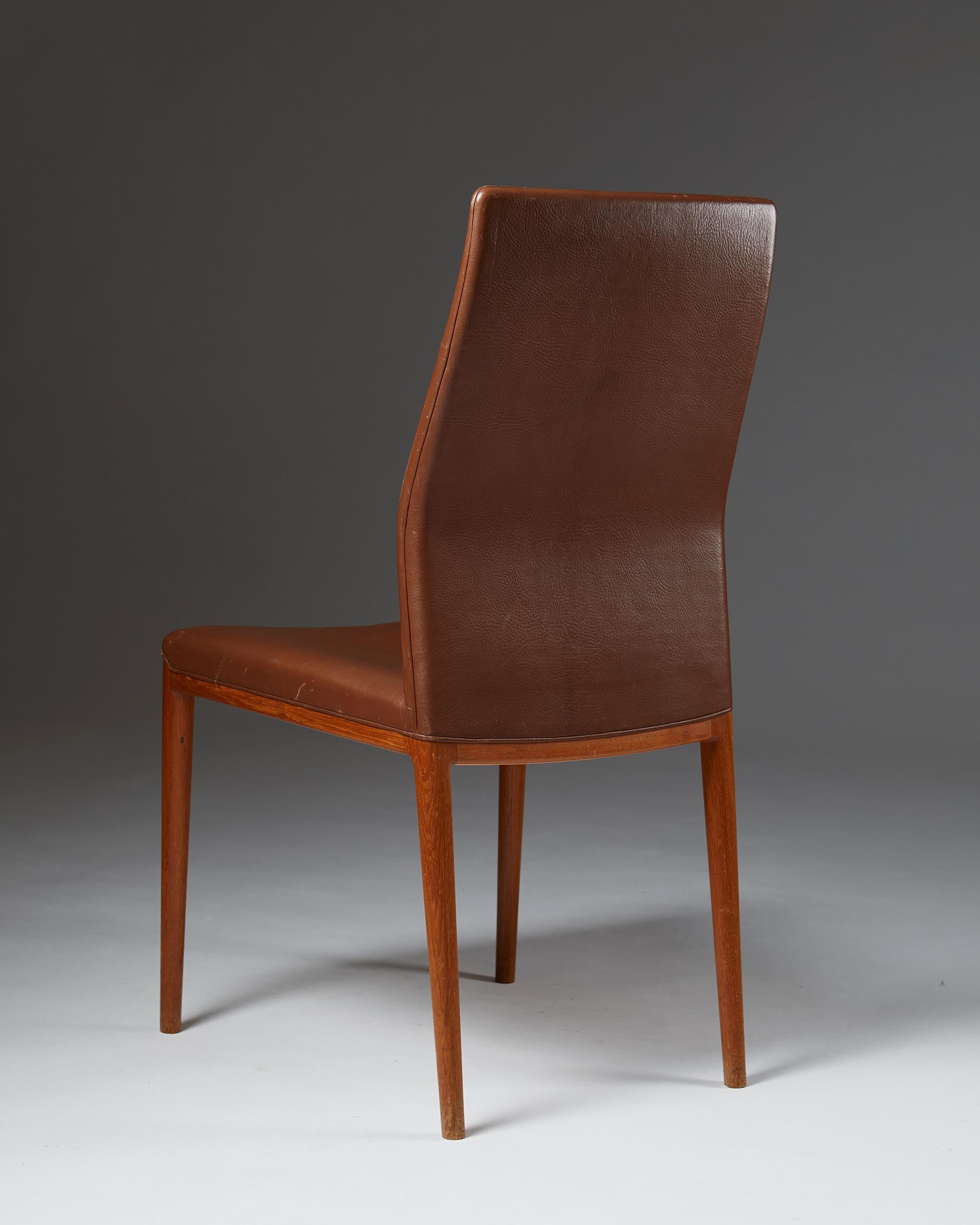 Leather Set of Four Chairs Designed by Helge Vestergaard Jensen for Sören Horn, Denmark