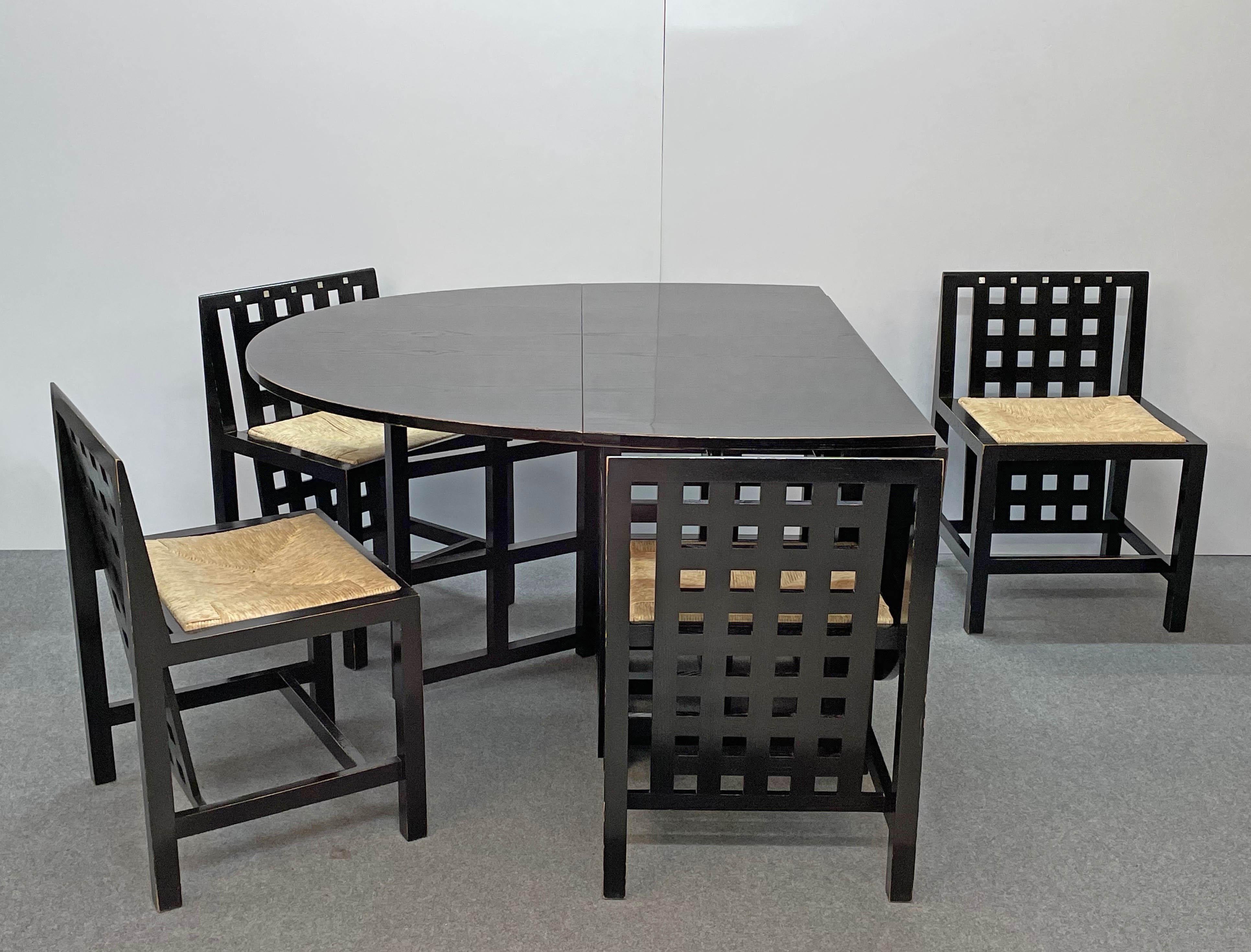 Set of Four Chairs Ds3 Charles Rennie Mackintosh Original Design Made in Italy 2