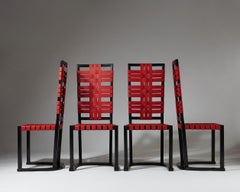 'Futurum' Side Chairs by Axel Einar Hjorth, Black Lacquered Wood, 1928