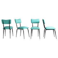 Set of Four Chairs in Iron and Leather, Brazilian Mid-Century Modern