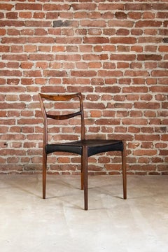 Juego de cuatro sillas de palisandro y cuero, H.W. Klein para Bramin, 1960