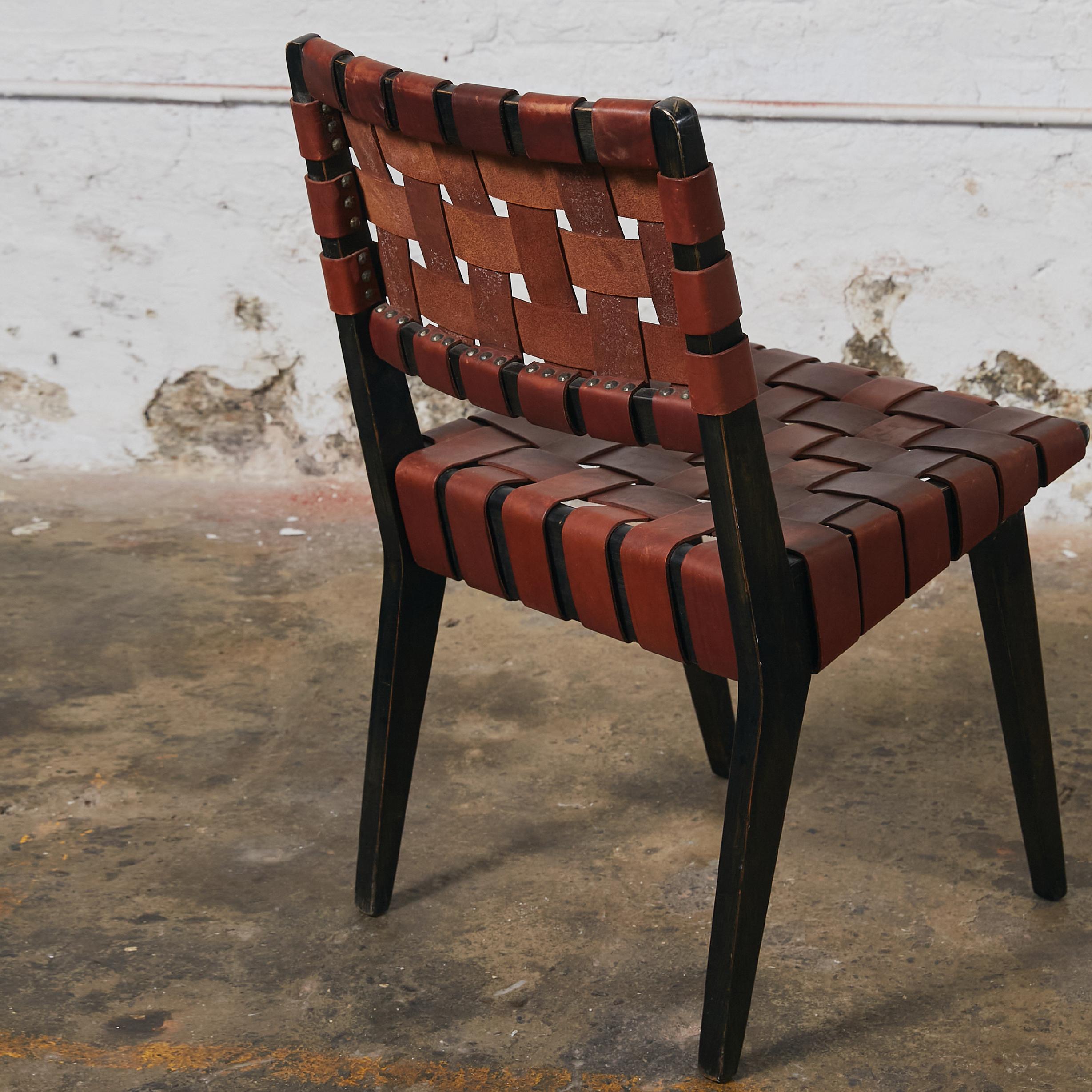 Leather Set of Four Chairs in the Style of Jens Risom