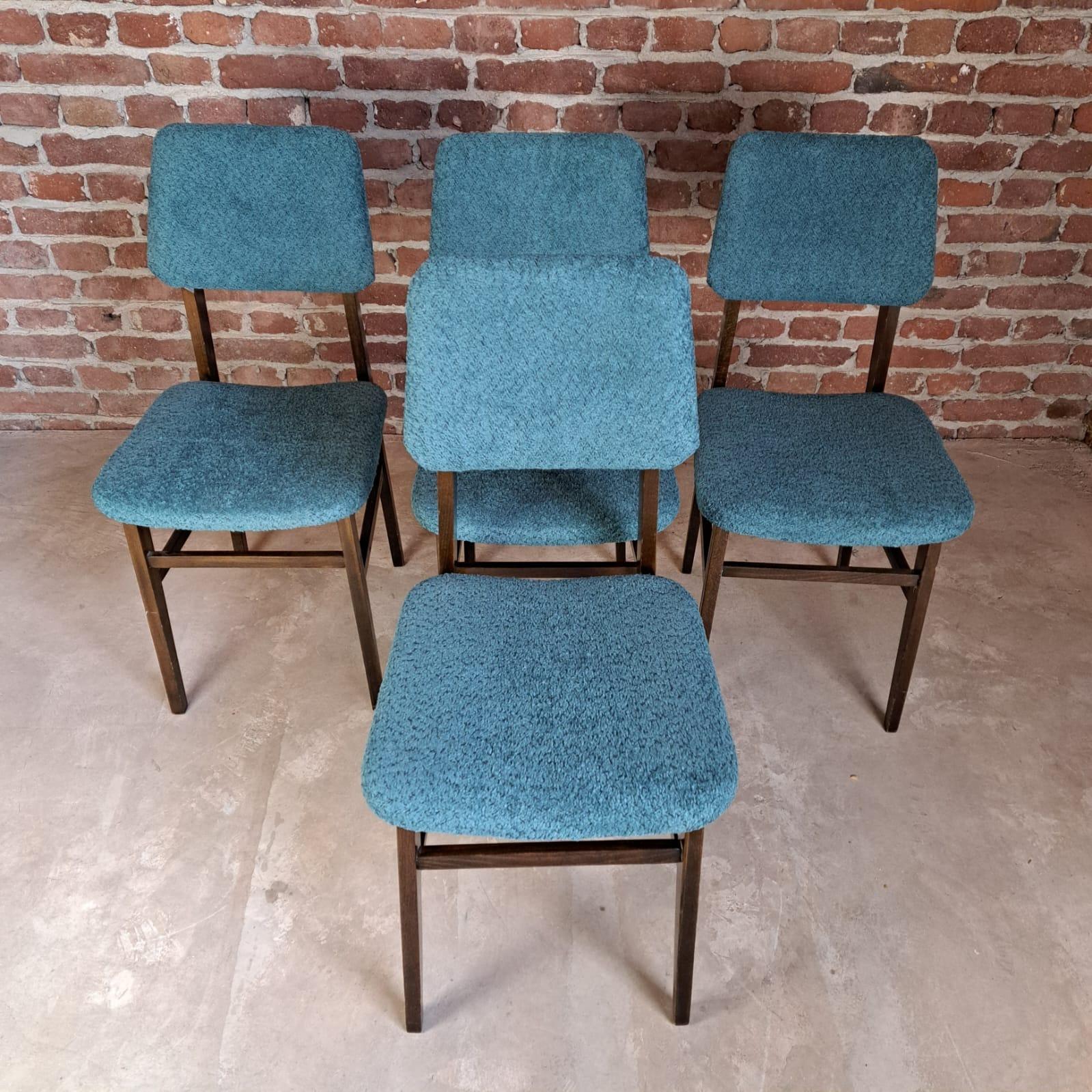 Ensemble de quatre chaises en bois, 1960 Bon état - En vente à Torino, IT